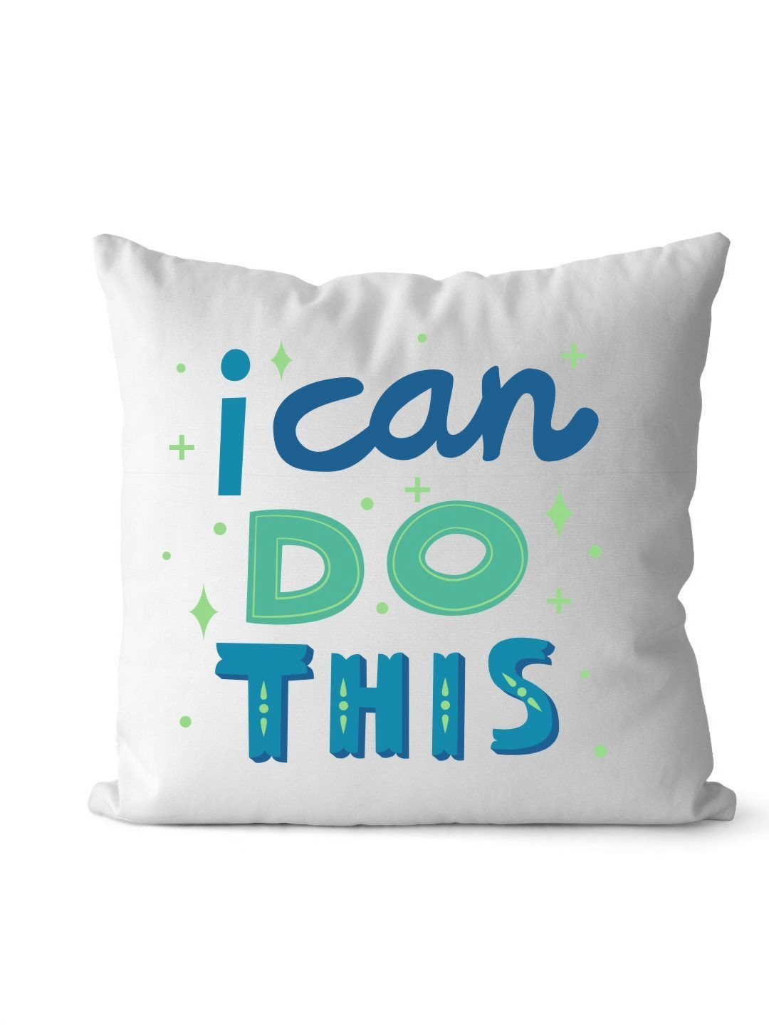 Loops n knots White & Blue I Can Do This Motivational Printed Pre-Filled Cushion