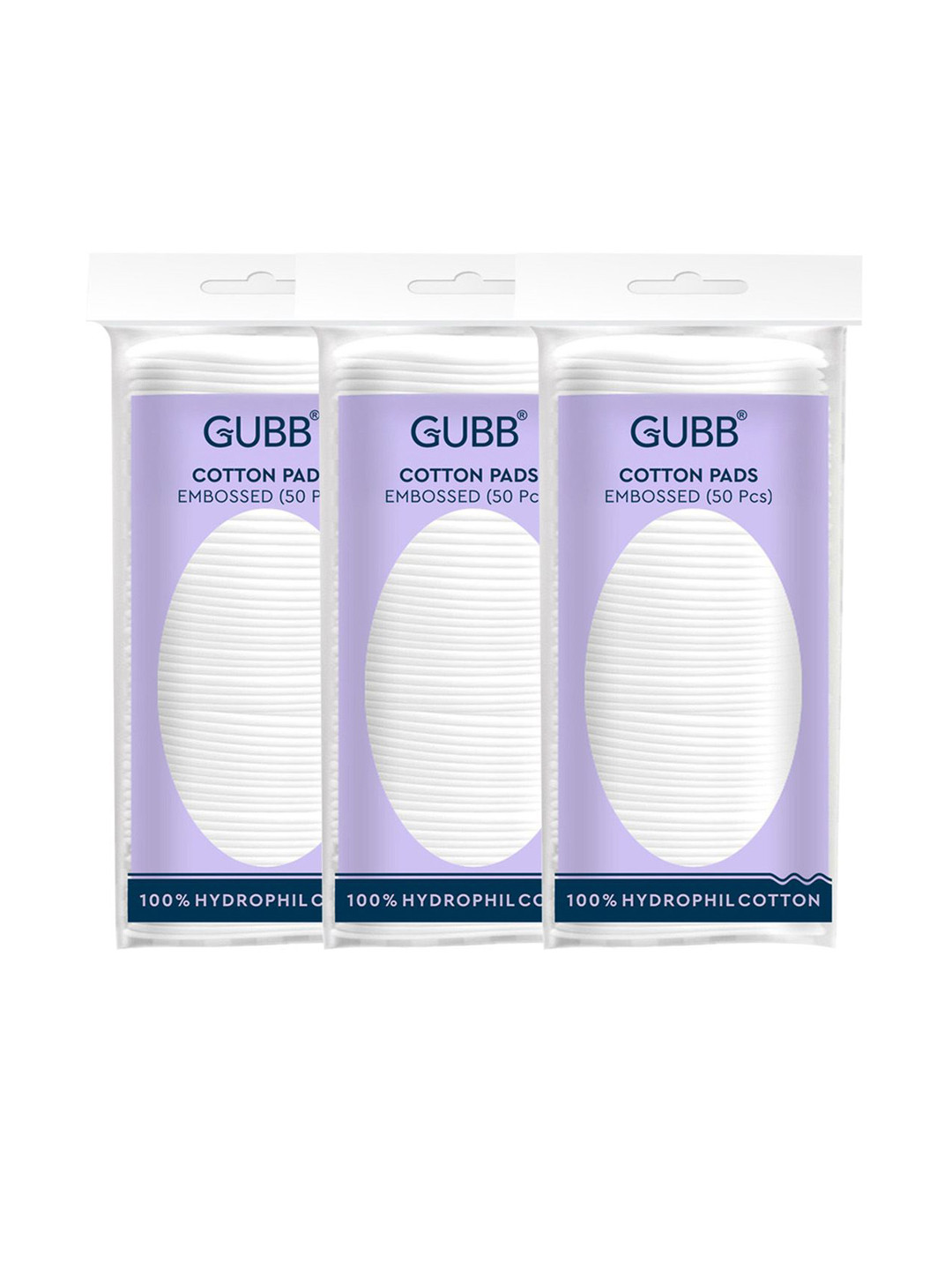 GUBB Set Of 3 Cotton Pads Embossed - 80 Pcs Each