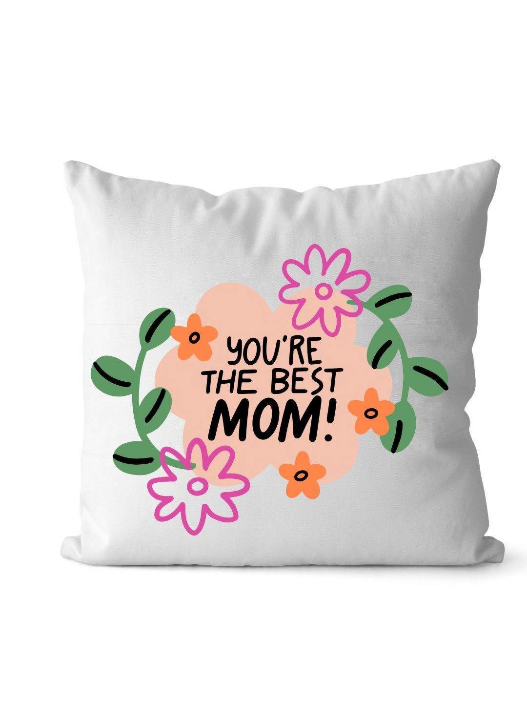 Loops n knots White & Pink Youre The Best Mom Printed Pre-Filled Cushion