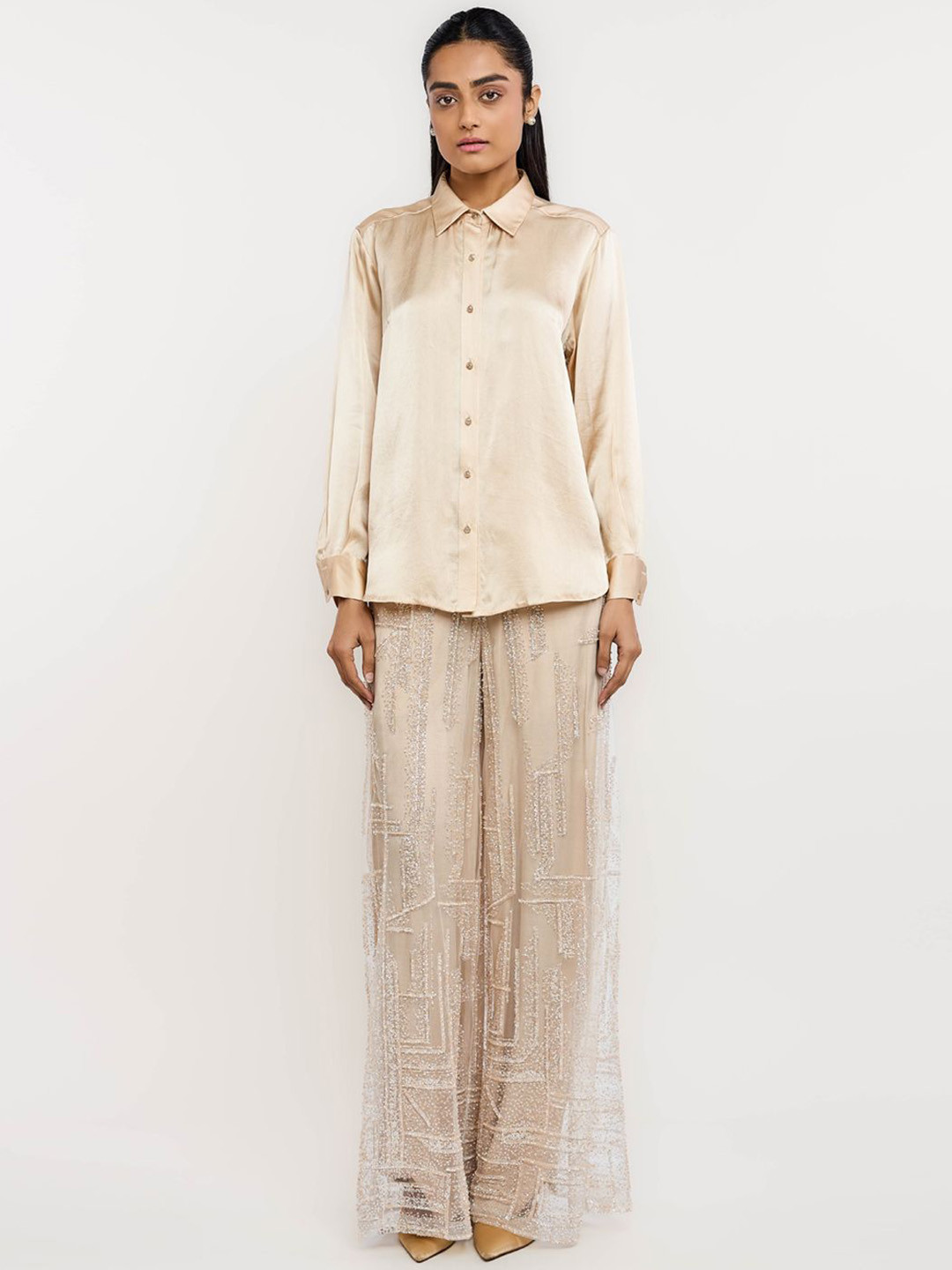 OTT Tarun Tahiliani Women Embellished Original Flared Trousers
