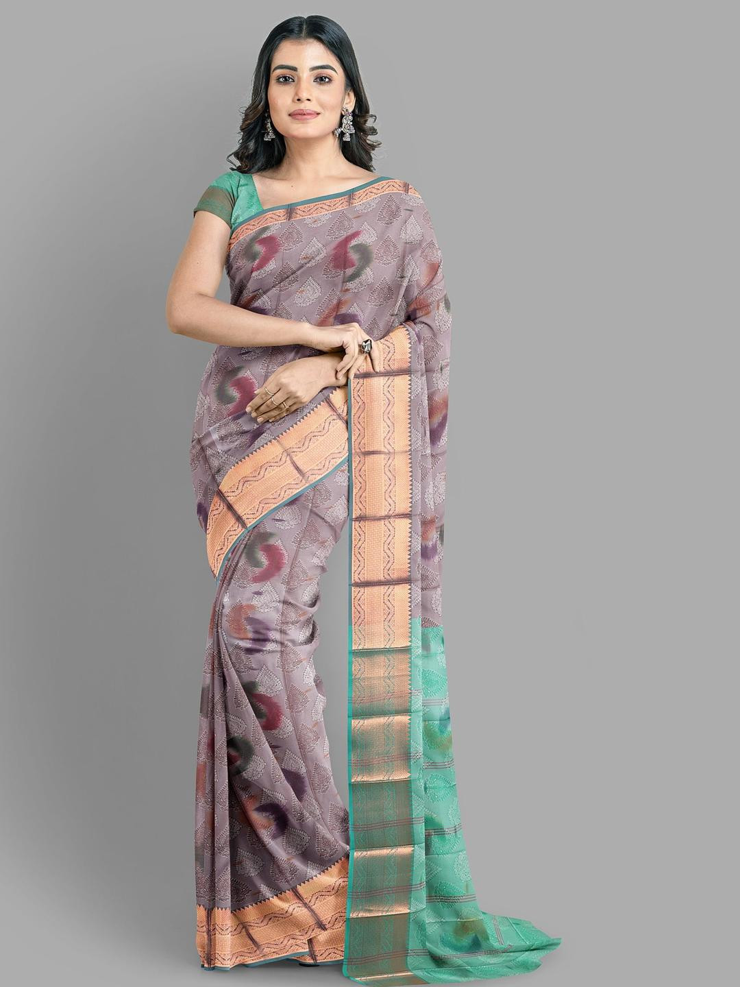 The Chennai Silks Paisley Woven Design Garad Saree With Unstiched Blouse Piece