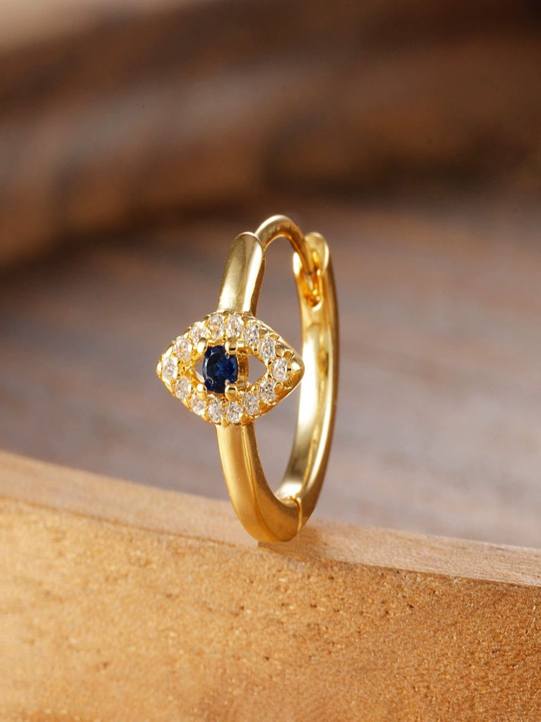 AQUASTREET 18K Gold-Plated Evil Eye Circular Shaped Hoop Earrings