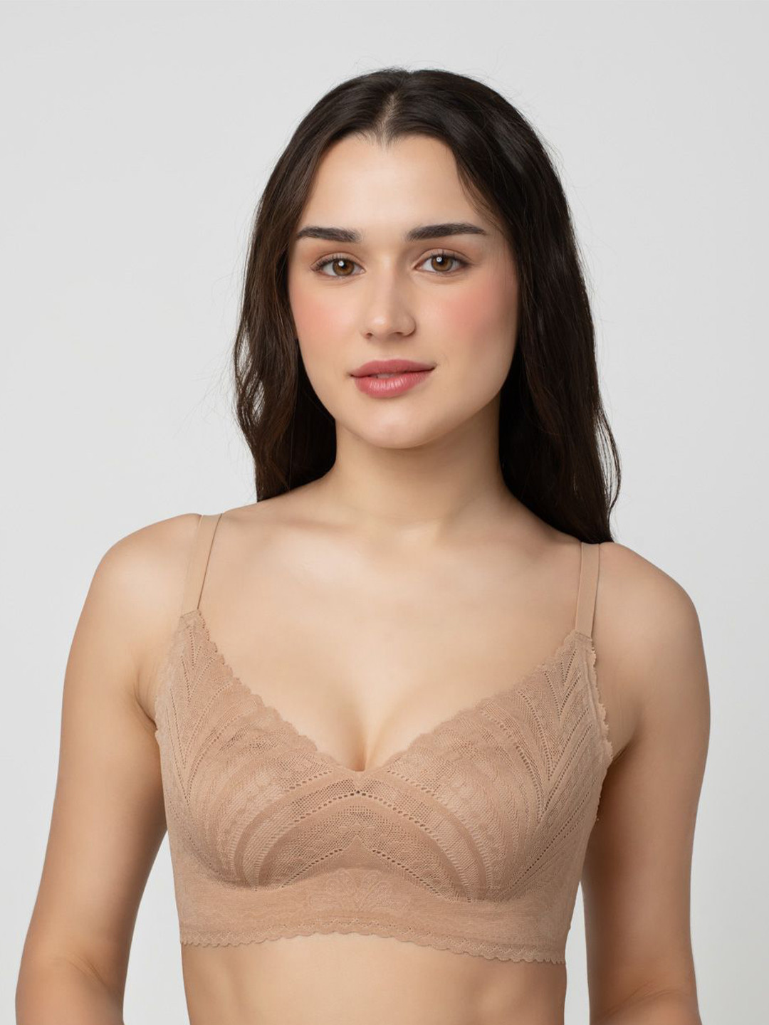 bodyline Women Striped Lace Design Medium Coverage Bralette Bra