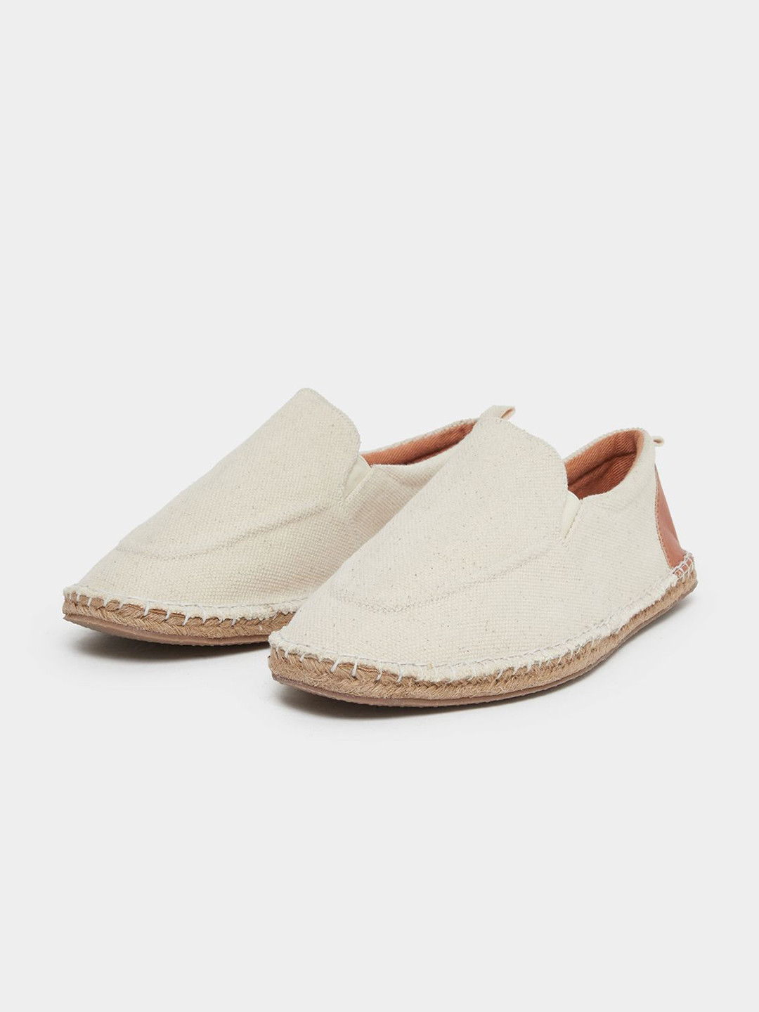 Styli Men Round Toe Leather Espadrilles Shoes