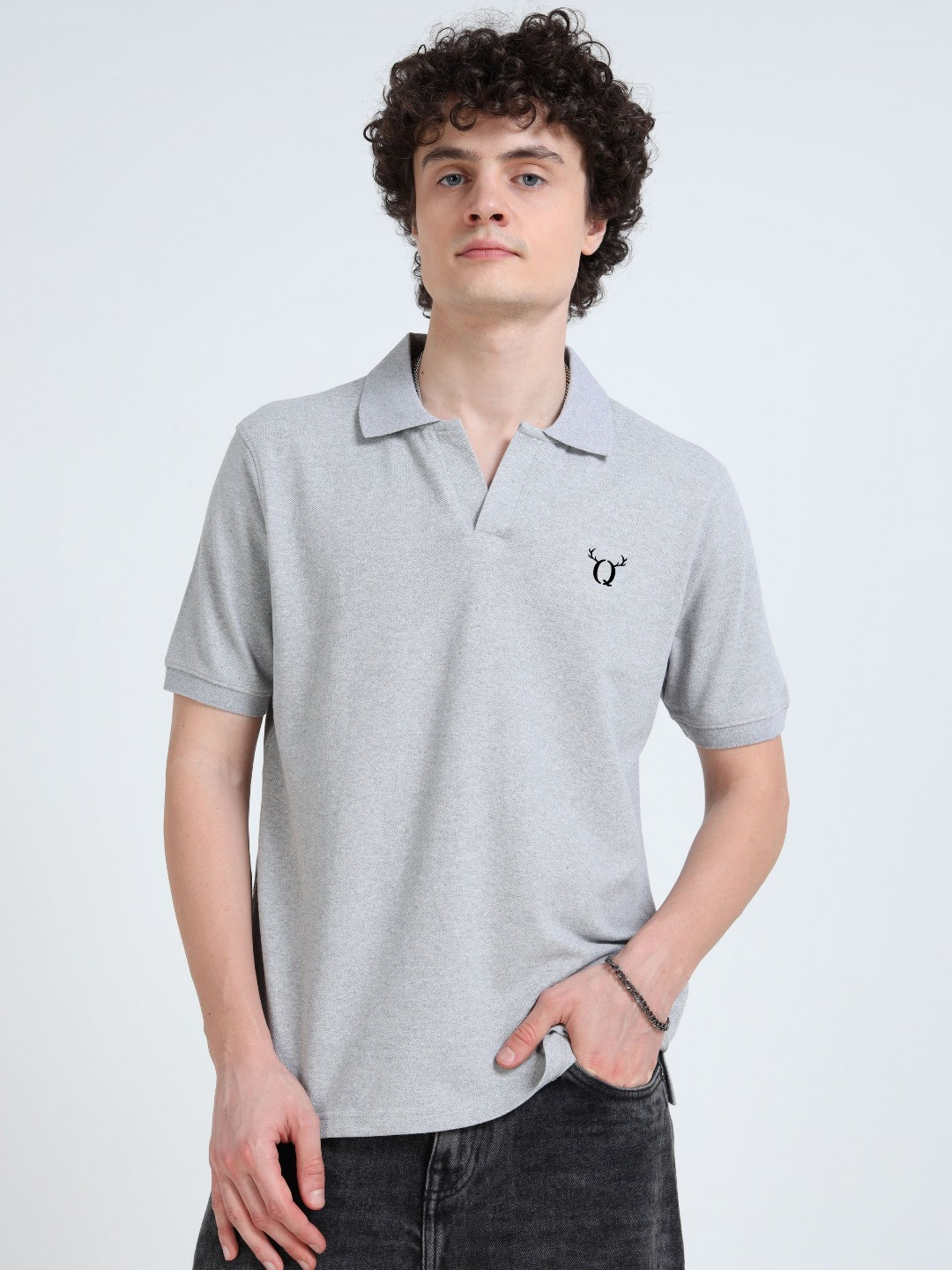 Q CUT Polo Collar Short Sleeves Casual T-shirt