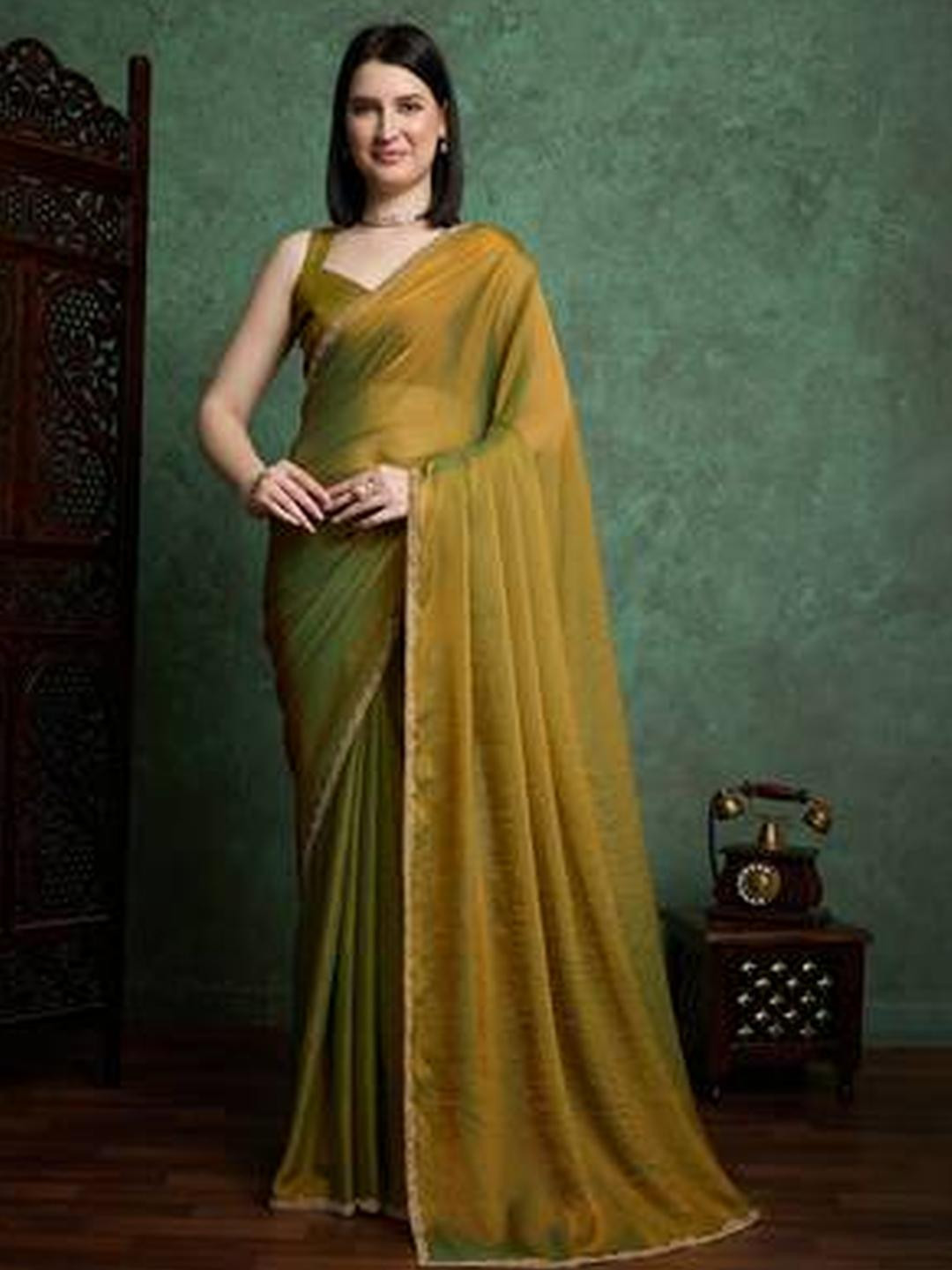 Sita Gold Silk Blend Solid Sarees