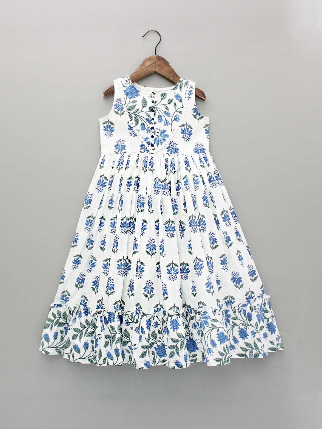 YK Girls Floral Print Fit & Flare Dress