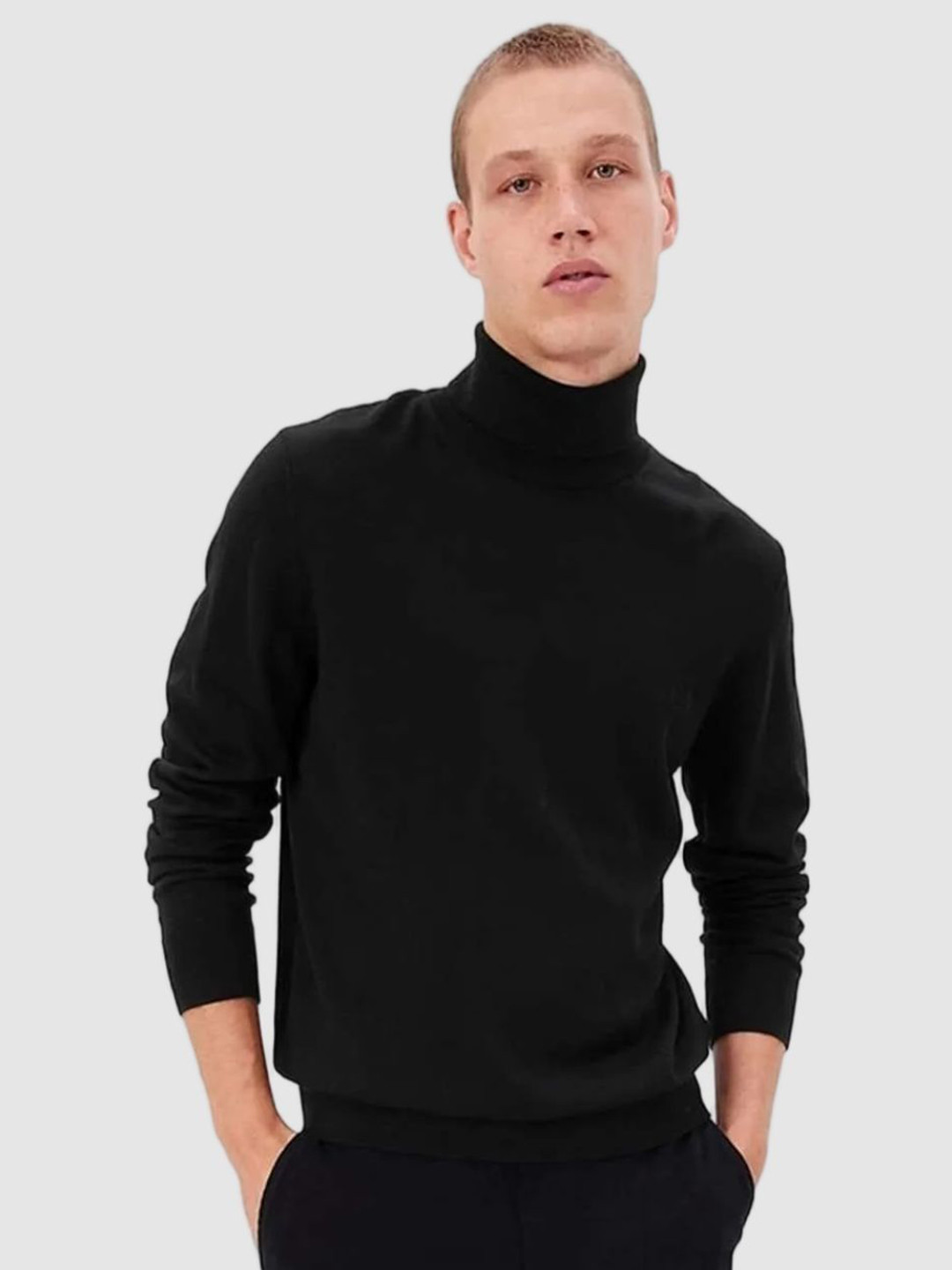 GAP Men Solid Classic Long Sleeves Turtleneck Pullover