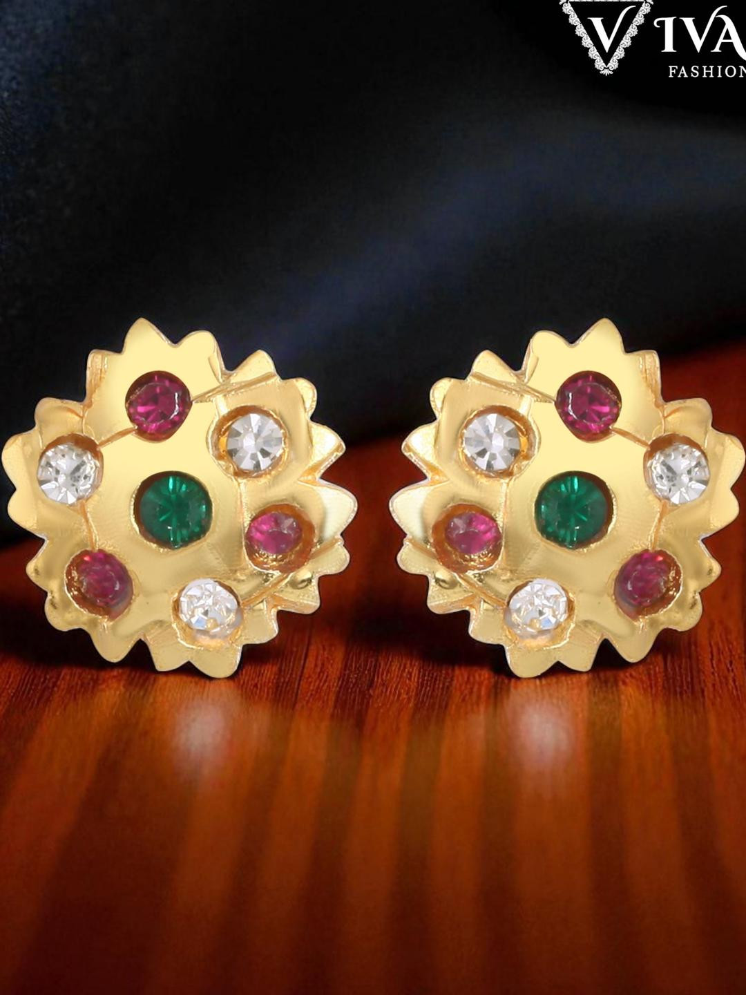 VIVASTRI Women Contemporary Stud Alloy Gold Plated Earrings