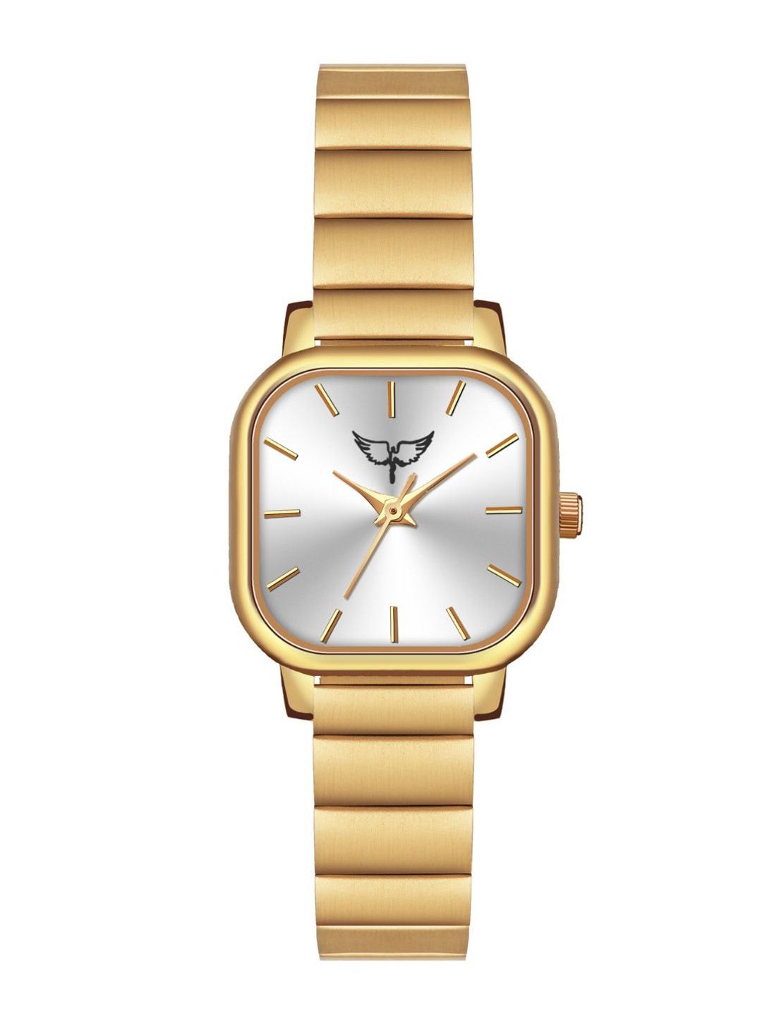 WHITE BIRD Women Brass Dial & Bracelet Style Straps Analogue Watch JK-110 Gold D Silver