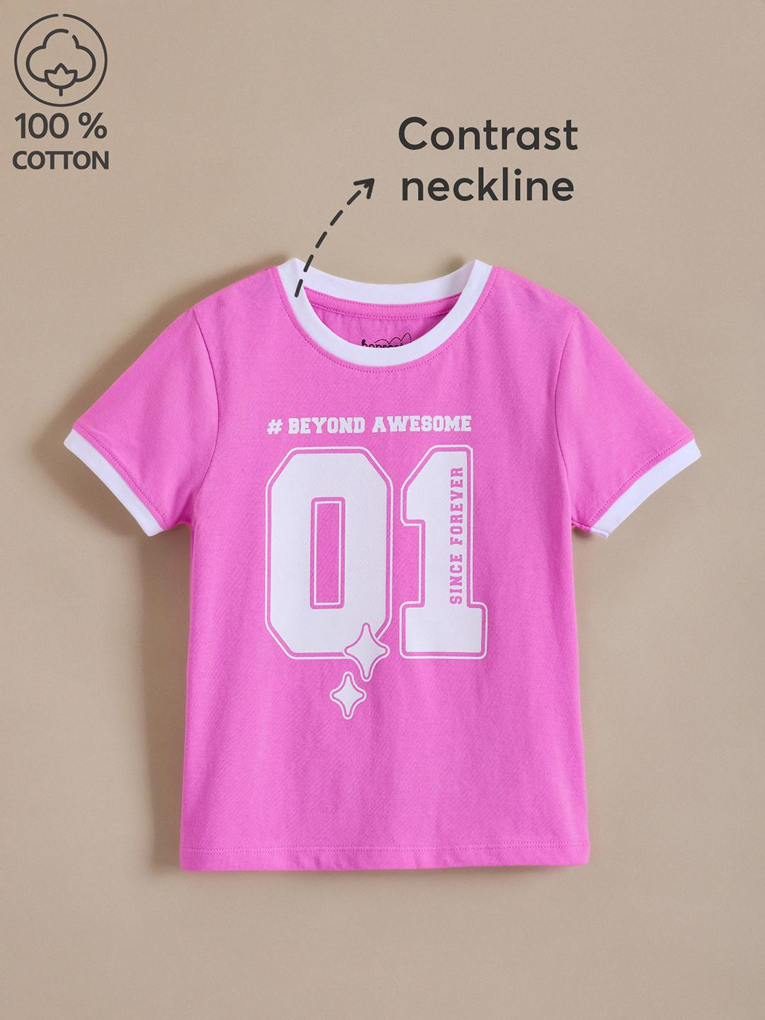 Hopscotch Girls Numeric Printed T-shirt