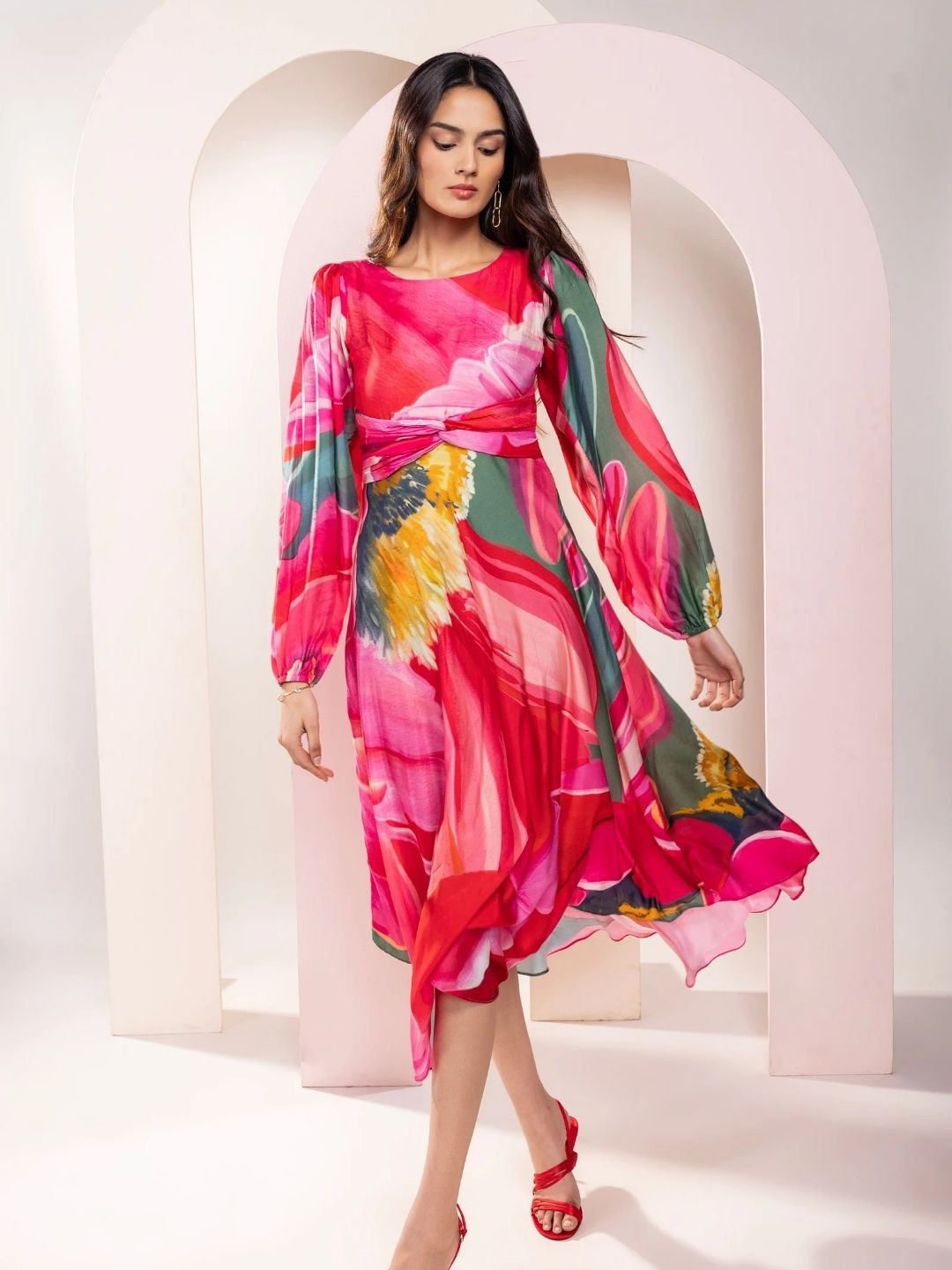 POPPI Caspia Printed Midi Dress