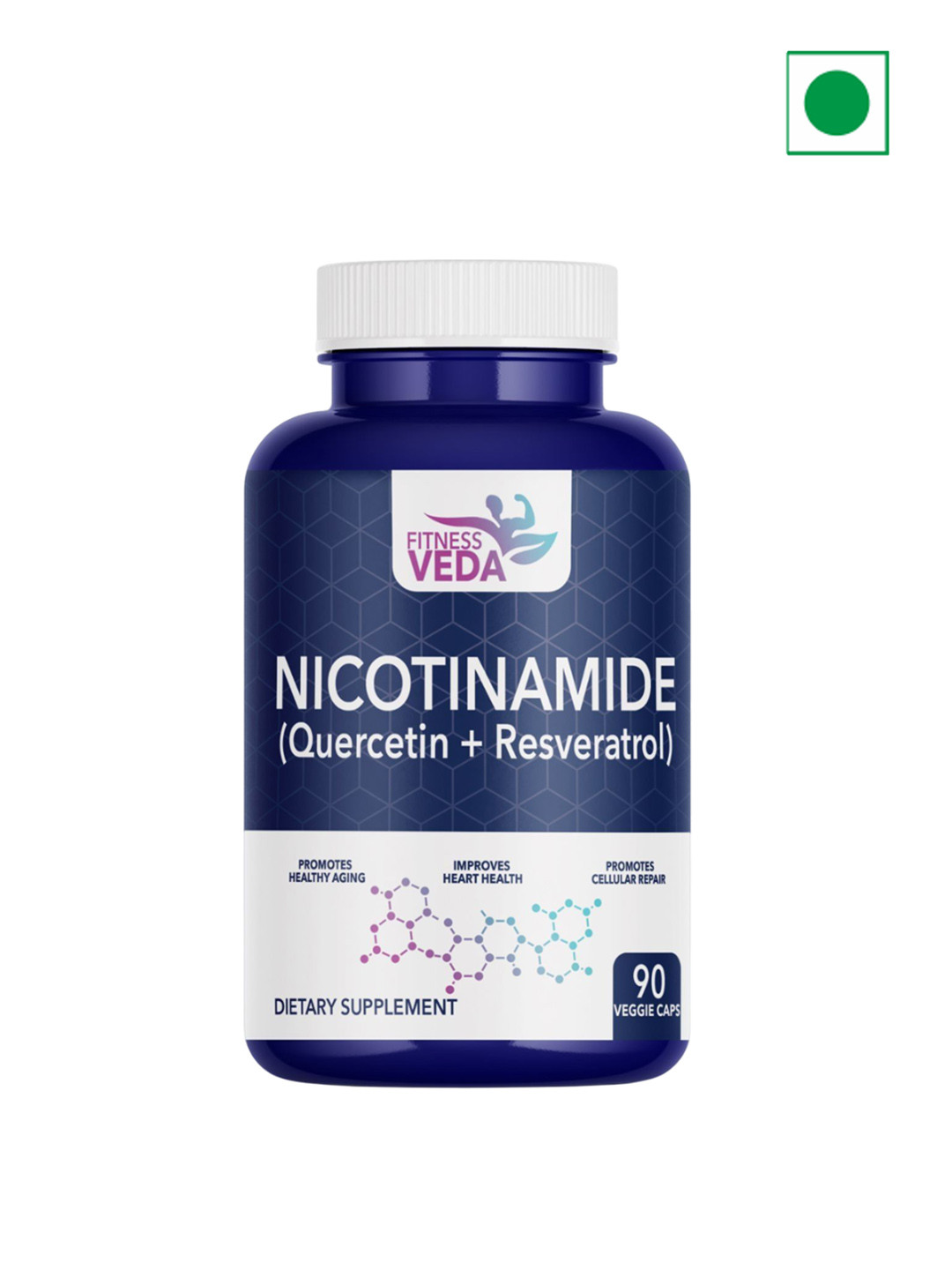 FITNESS VEDA Nicotinamide Quercetin + Resveratrol Supplement - 90 Capsules