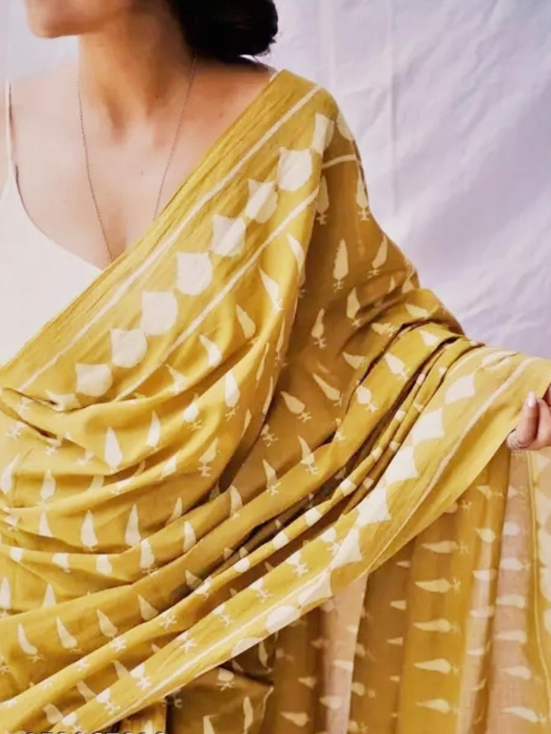 Lovwear Mustard Pure Cotton  Sarees