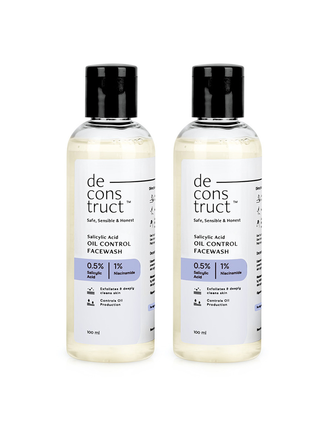 Deconstruct Set of 2 Oil Control Face Wash with Salicylic Acid & Niacinamide - 100 ml each