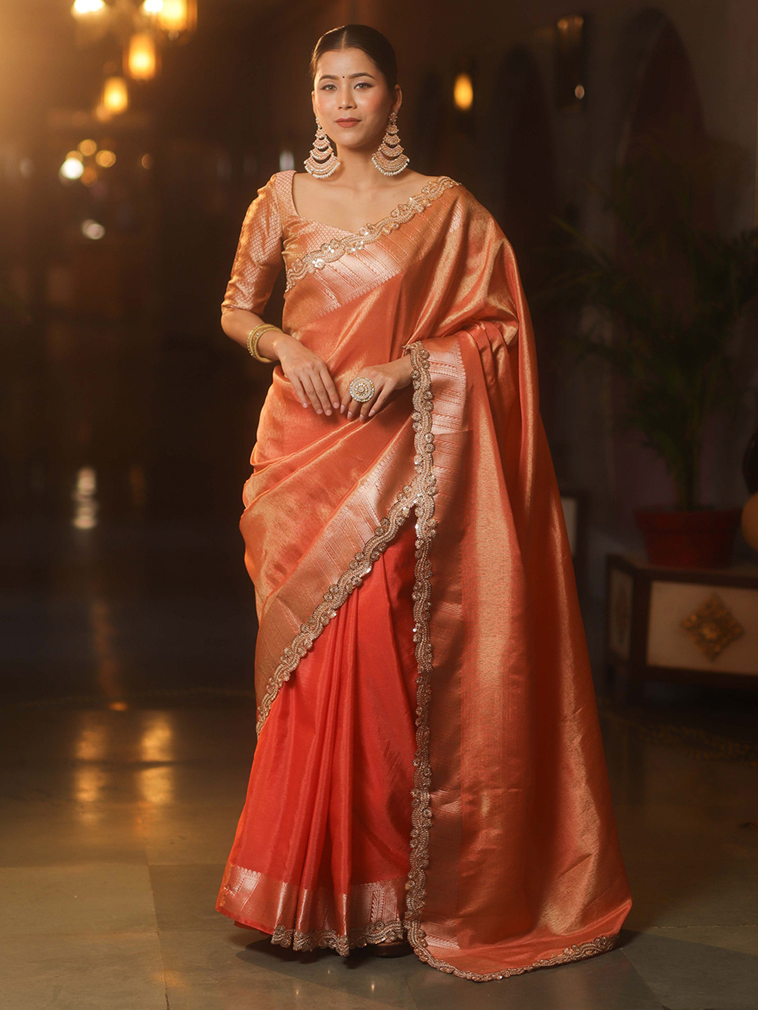 Banarasee  Woven Design Border Zari Tissue Banarasi Saree