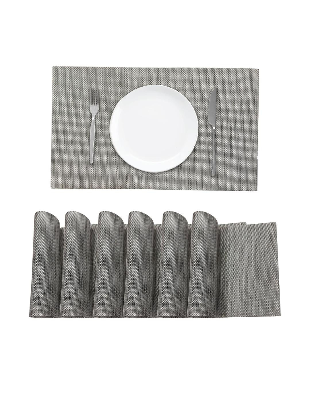 Black gold Pack of 6 Silver PVC Dining Table Placemats