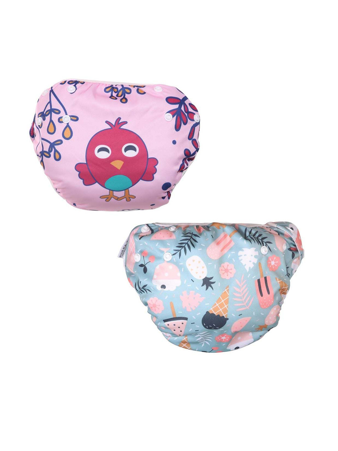 Polka Tots Set Of 2 Adjustable Leak-Proof Waterproof & Reusable Swim Diapers