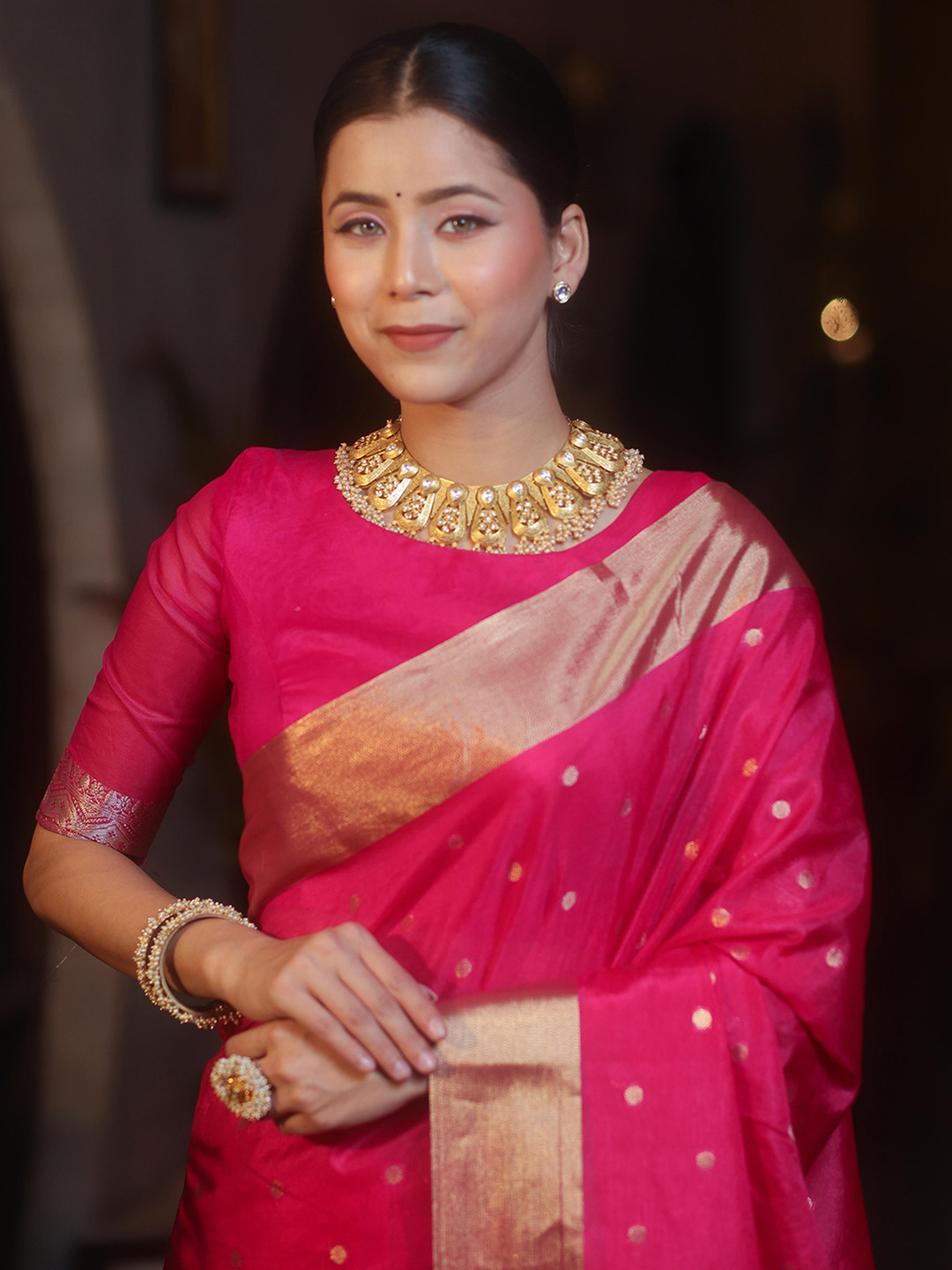 Banarasee Woven Design Zari Banarasi Silk Saree