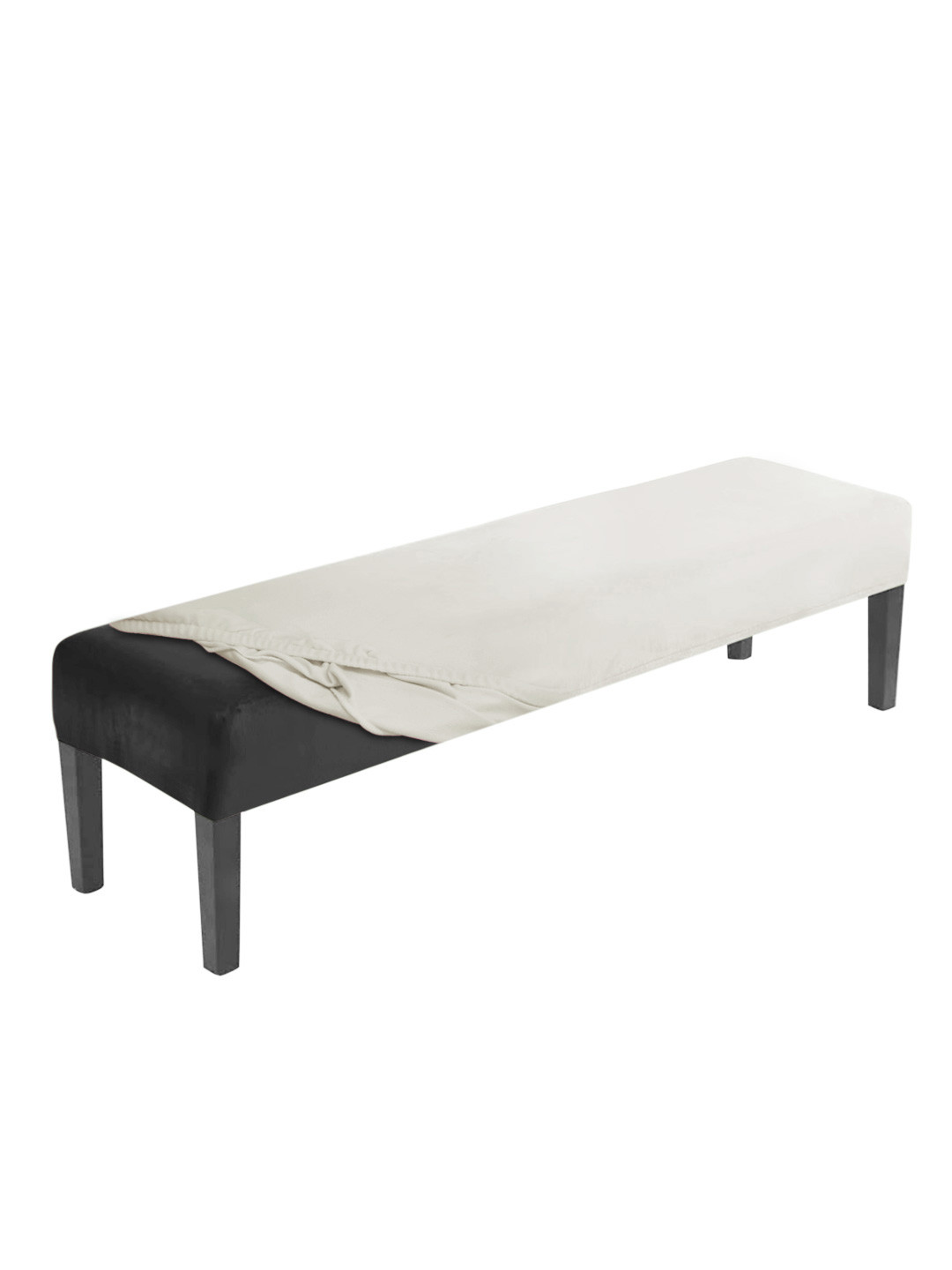 HOKIPO Beige 210 GSM Velvet Dining Bench Cover