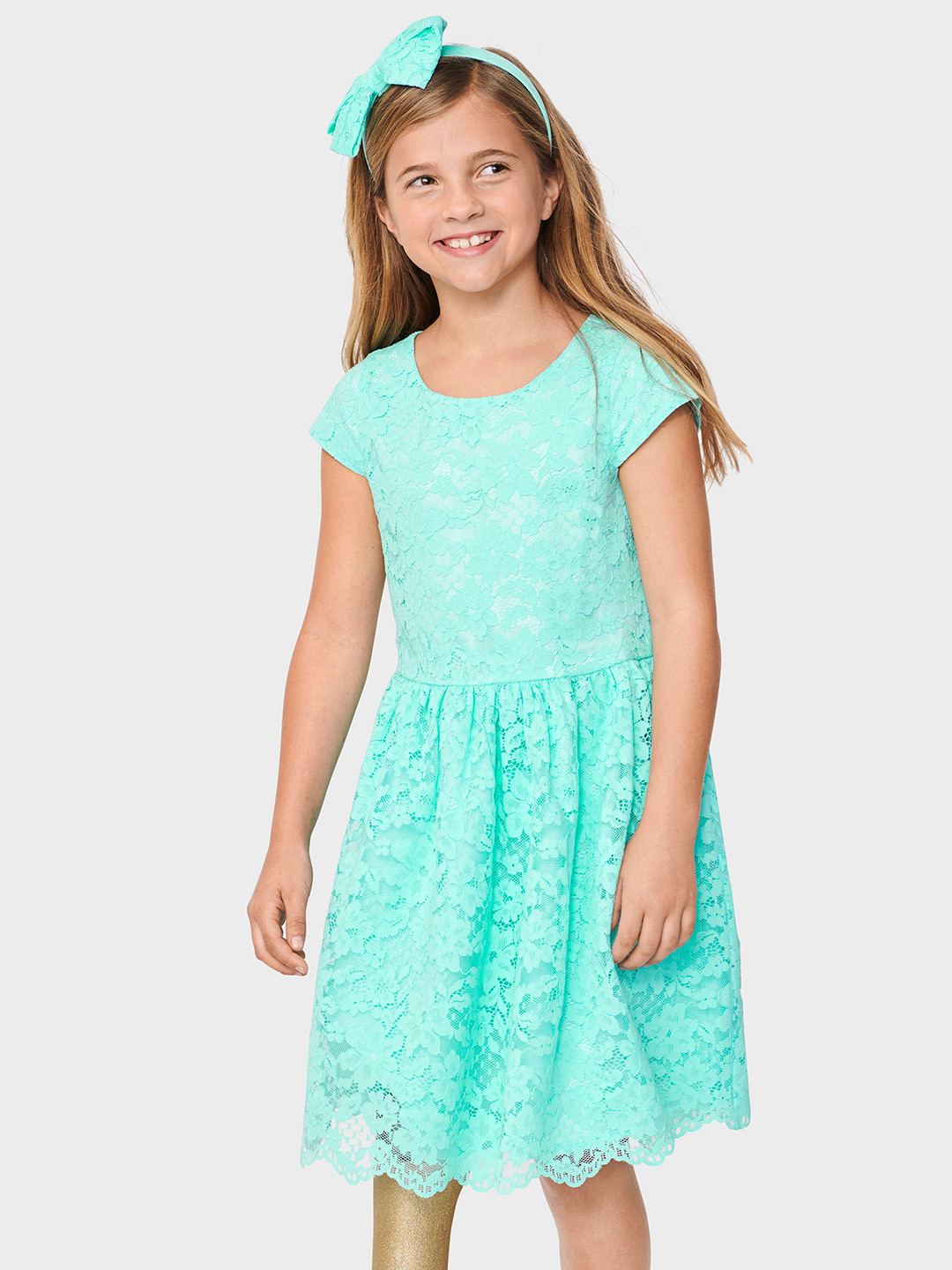 THE CHILDREN'S PLACE Cut-Out Back Floral Lace Fit & Flare Dress