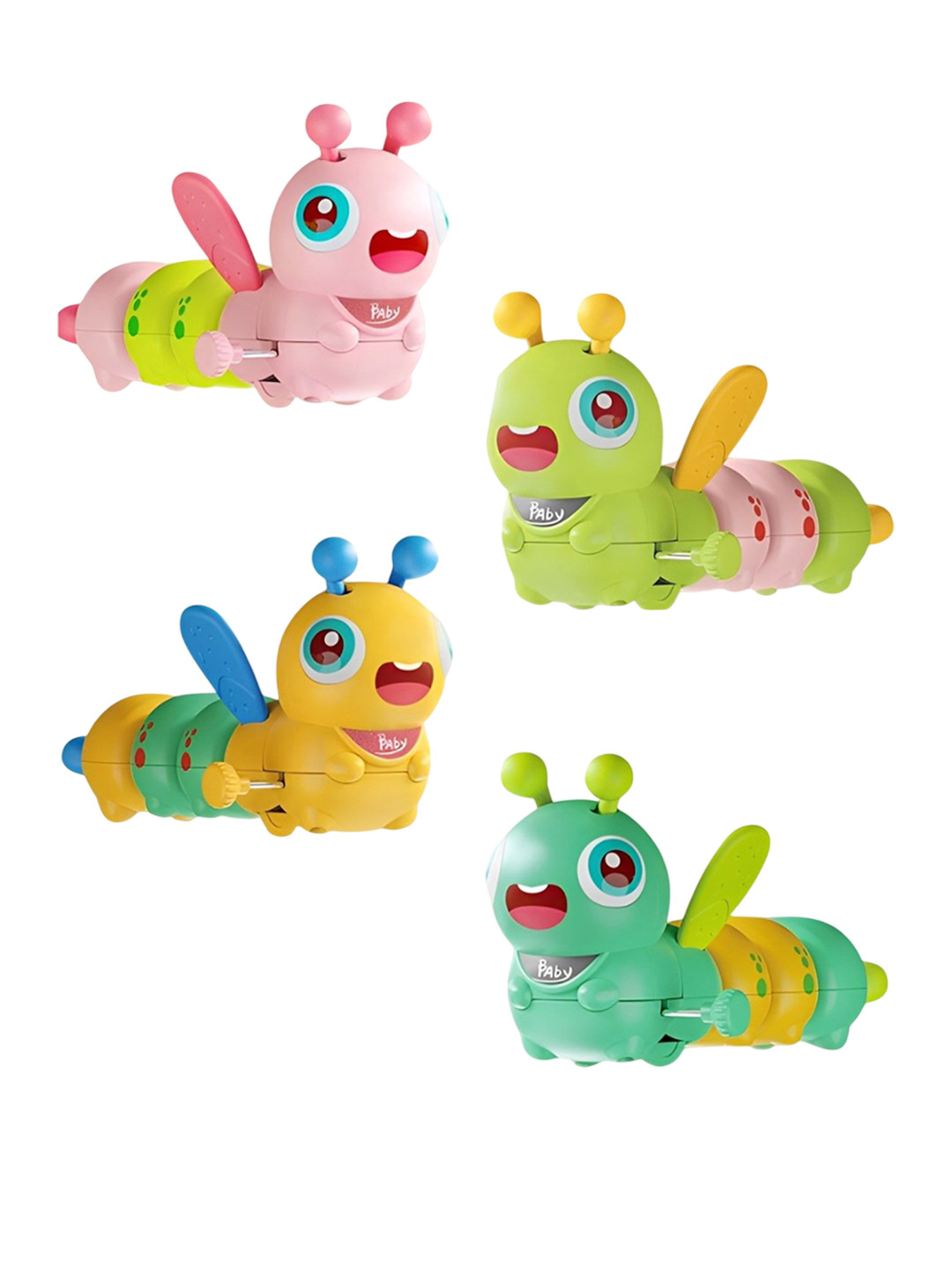 OPINA Set Of 4 Key Operated Wiggle Wings Animated Bee Clockwork Spring Toys