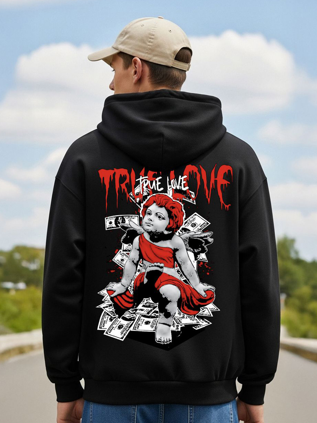 BENNY BROOKS Men True Love Graphic Hooded Sweatshirt