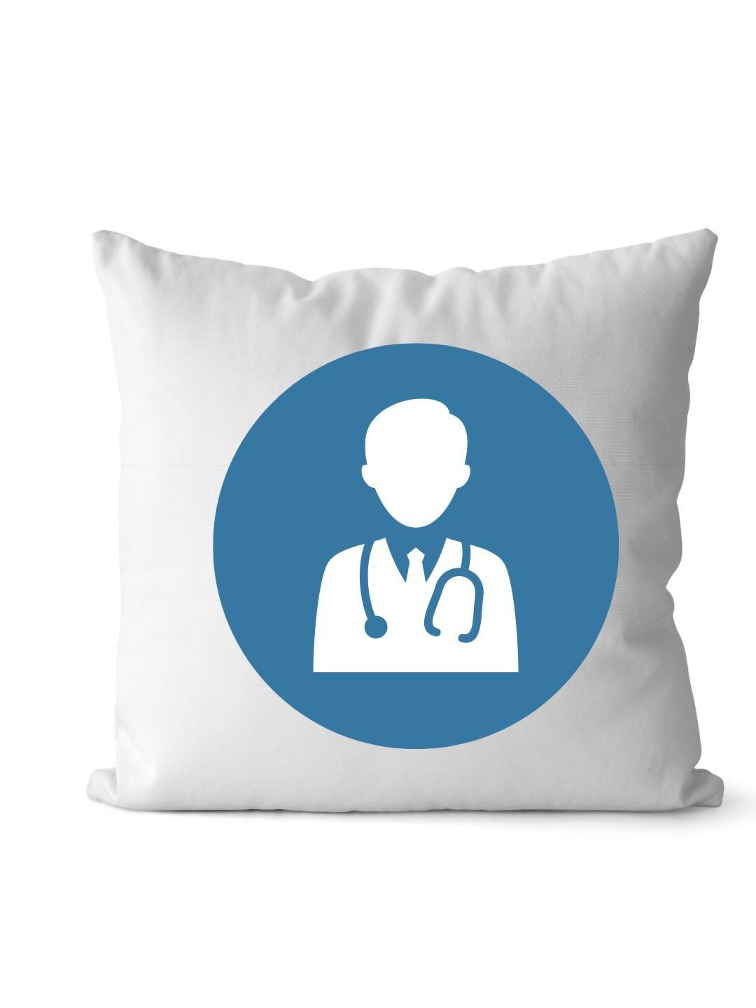 Loops n knots White & Blue Doctor Icon Printed Pre-Filled Cushion