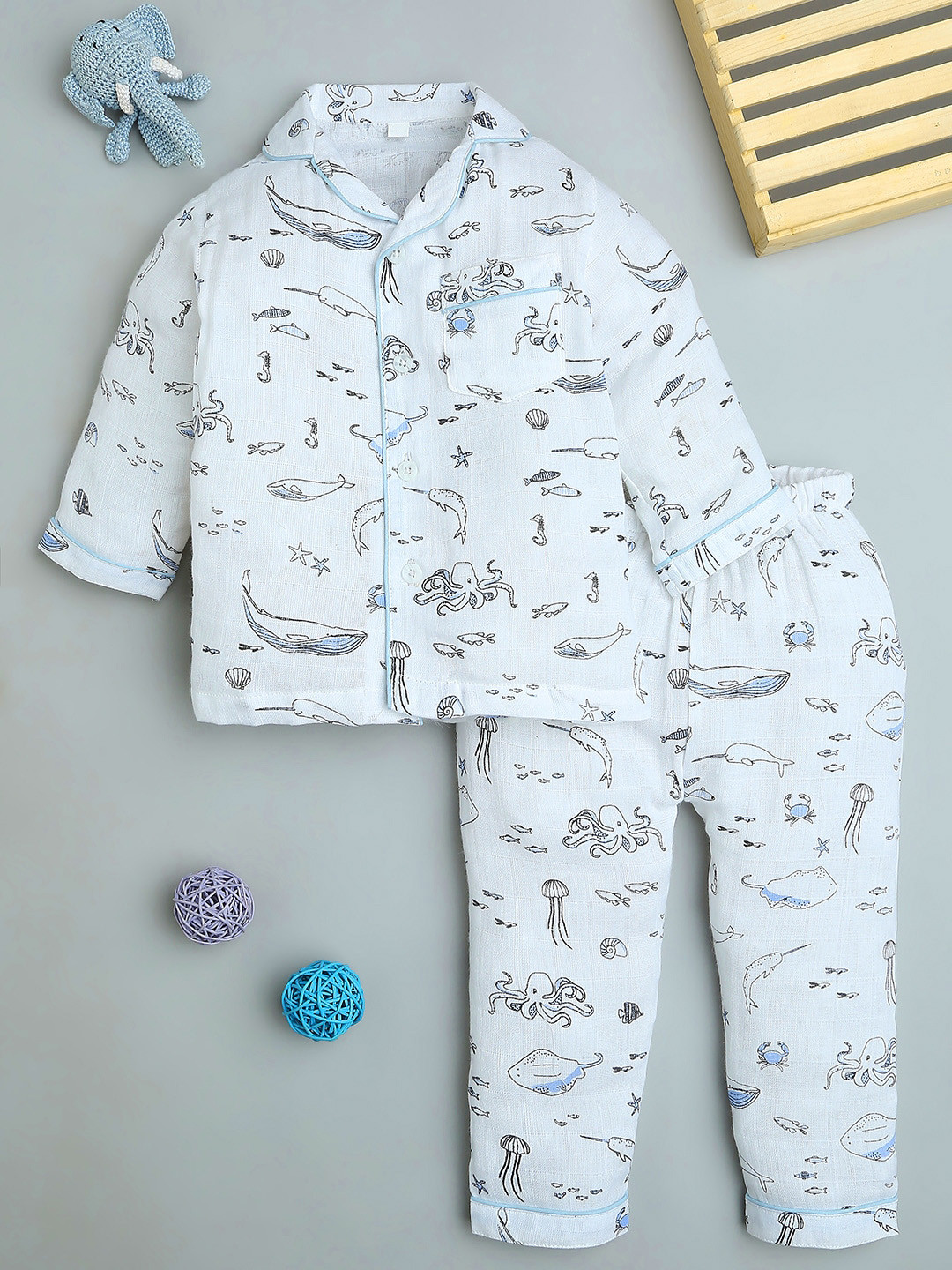Fancy Fluff Kids Bamboo Cotton Printed Night suit