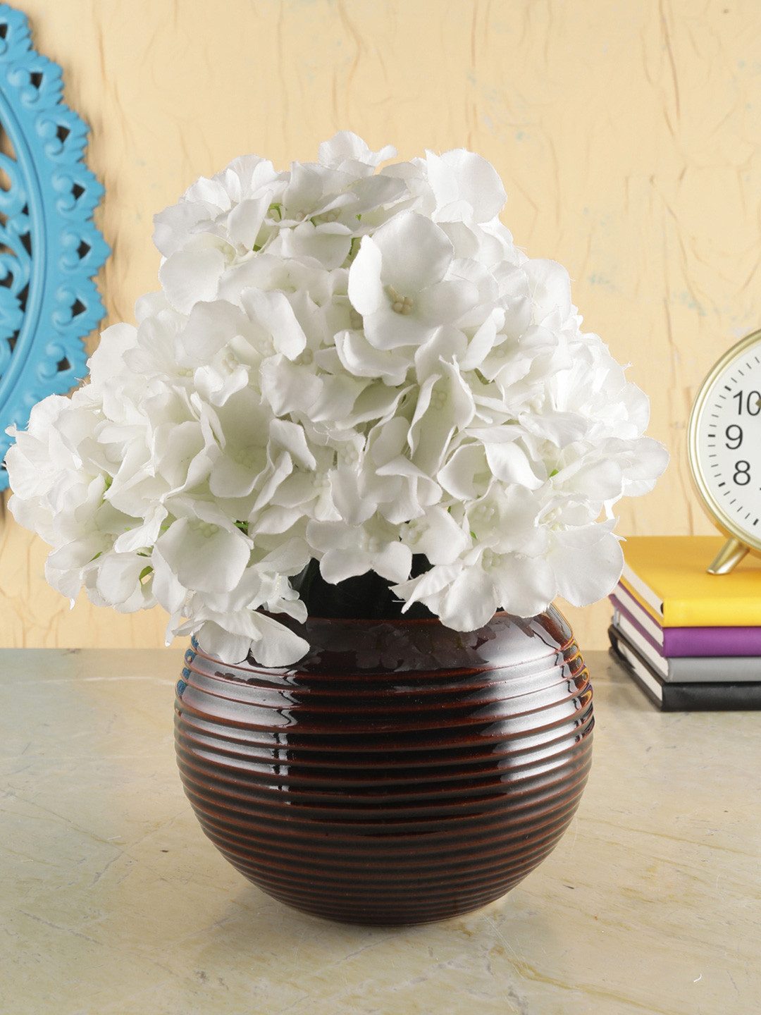 VarEesha Brown Round Spiral Glossy Ceramic Planter