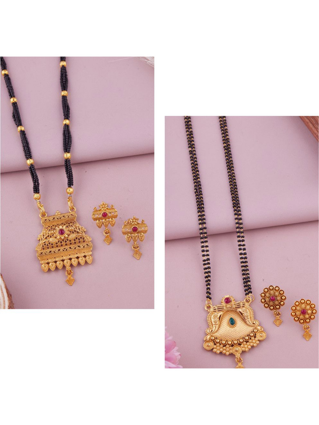 Gold-Plated & Beaded Mangalsutra Set
