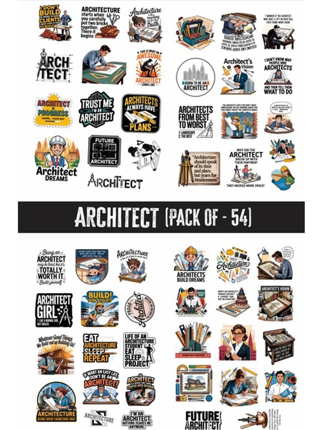 PRINTING DADDY Pack of 54 Profession Vinyl Stickers