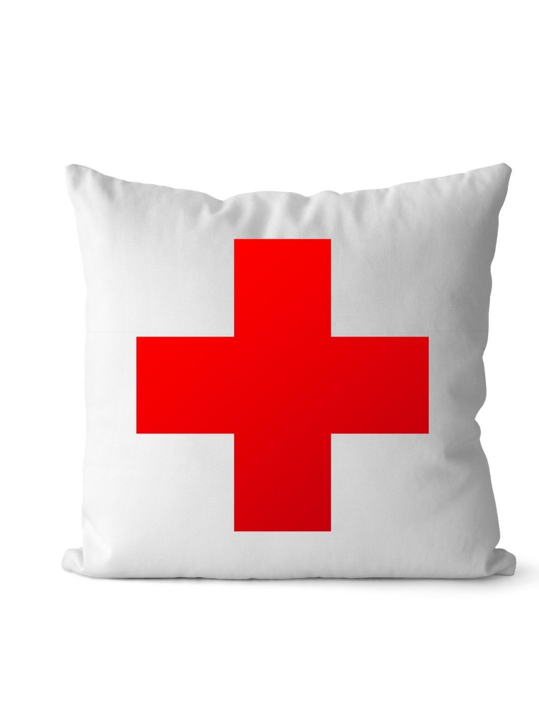 Loops n knots White & Red Cross Printed Pre-Filled Cushion