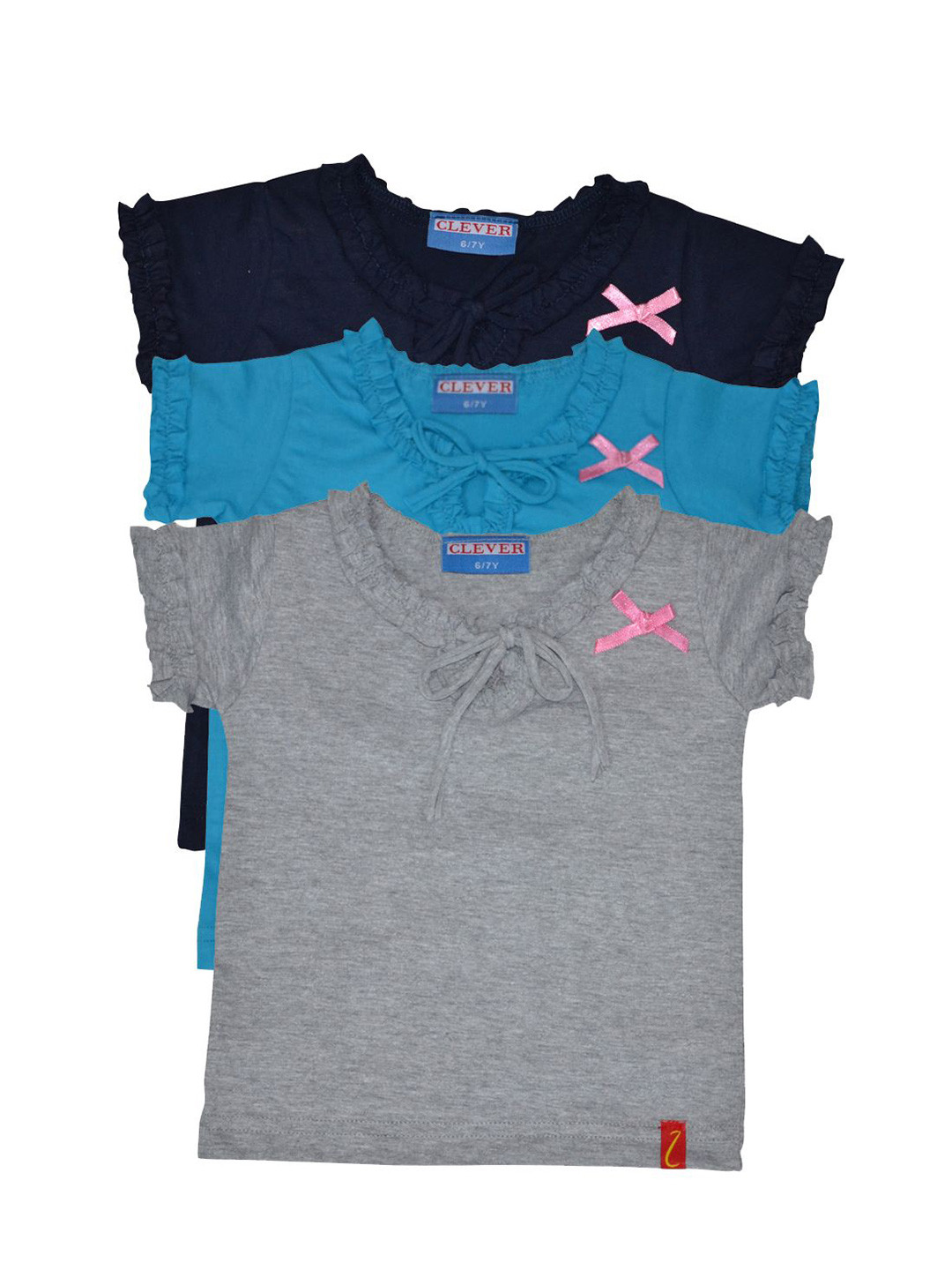 CLEVER Pack Of 3 Girls Tie-Up Neck Top