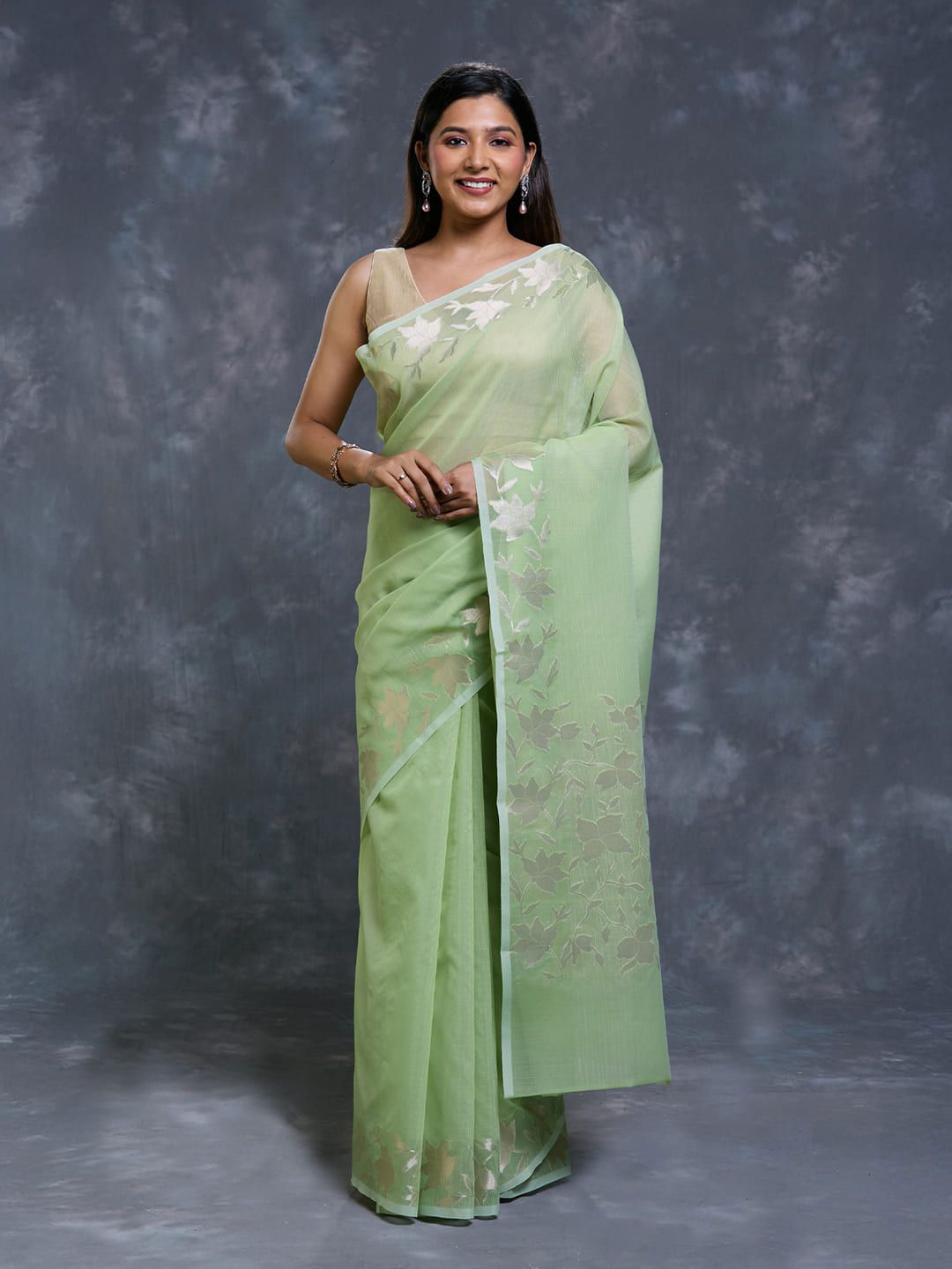 PALLU PATARI Zari Woven Kota Saree With Unstitched Blouse Piece