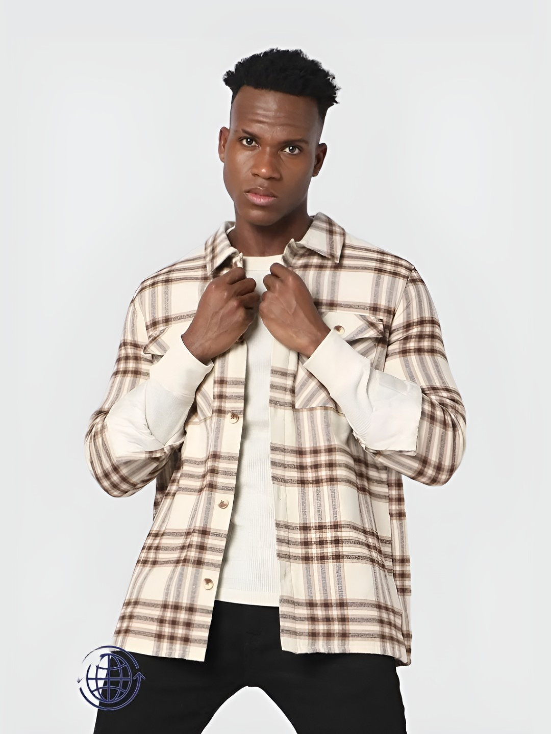 GAP Spread Collar Checked Shacket
