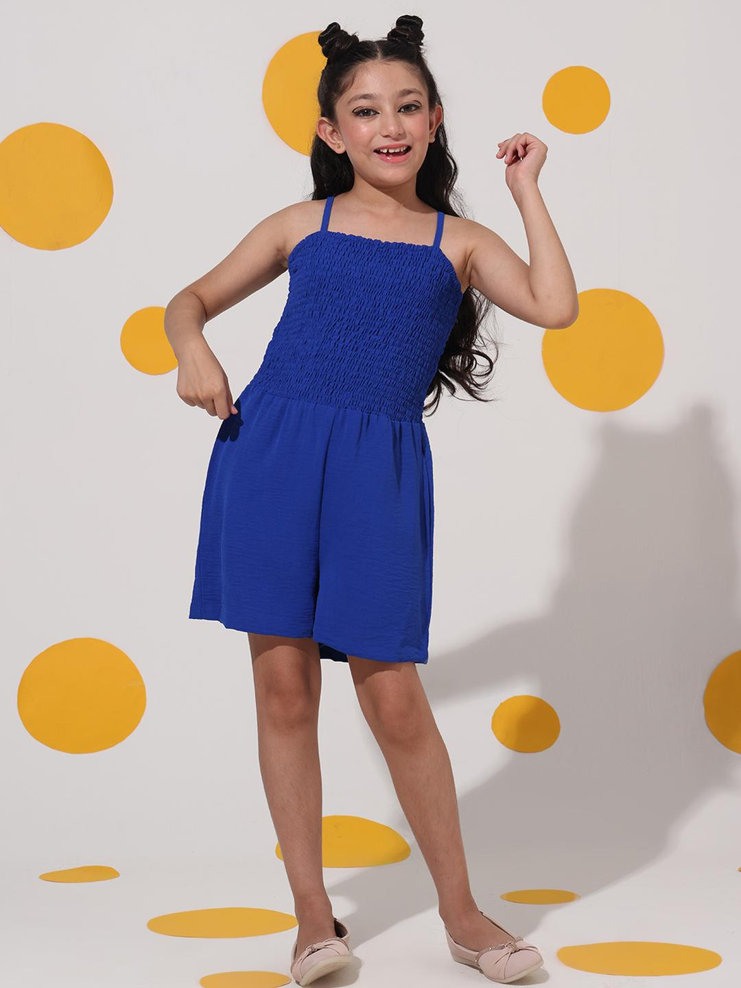 Cherry & Jerry Girls Shoulder Straps Smocking Jumpsuit