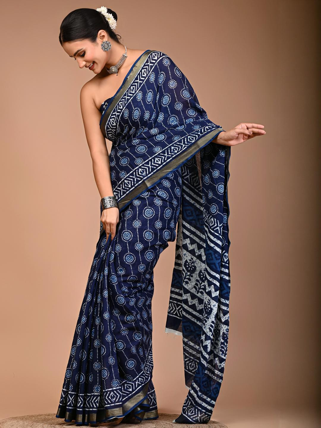 Lovwear Blue Pure Cotton Sarees