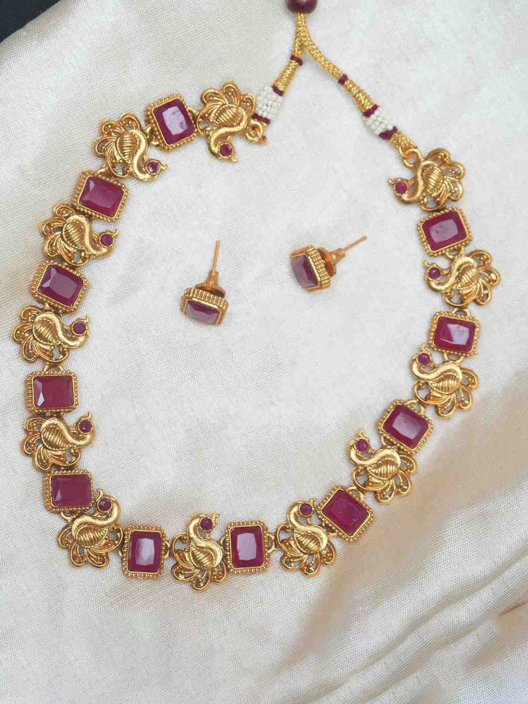 ANSHI ART Women Gold-Plated Peacock Necklace & Earring