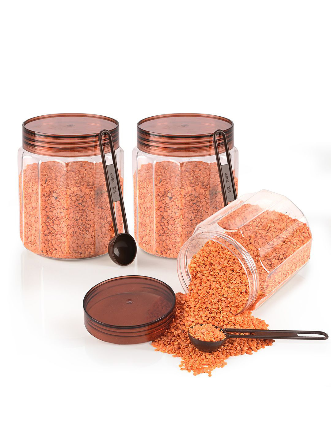 Kuber Industries Brown 3 Pieces Containers for Kitchen Storage 500ml Each