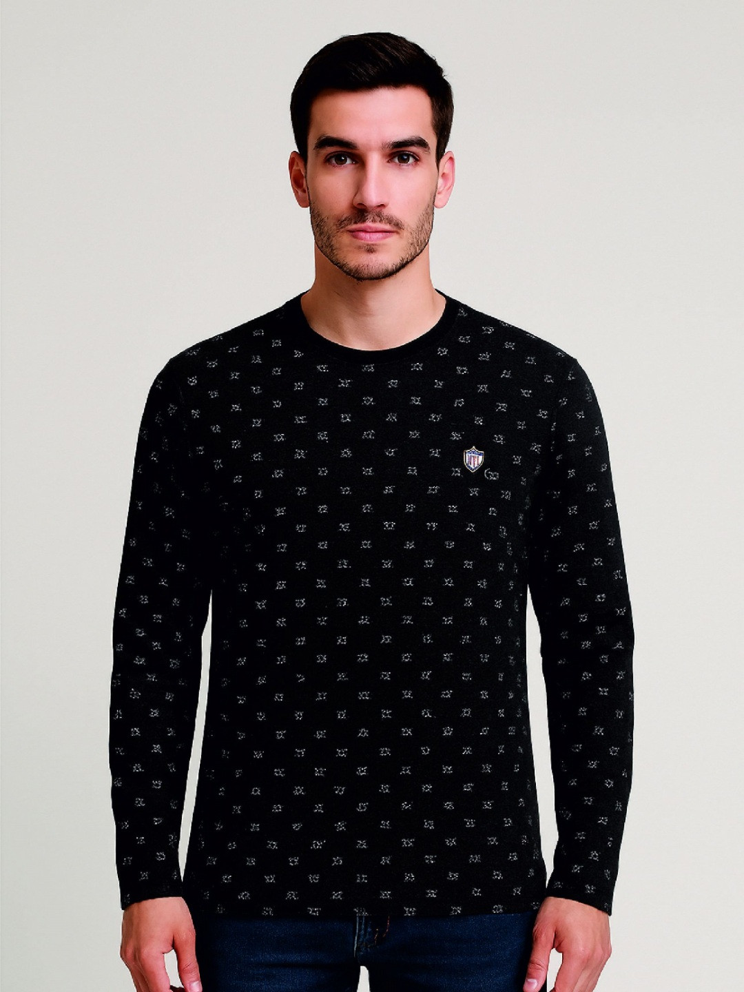 SANDPIPER Printed Drop-Shoulder Sleeves Applique T-shirt