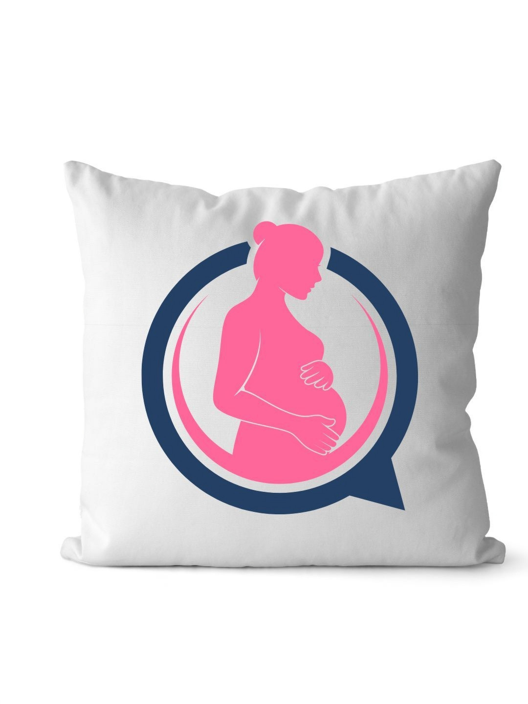 Loops n knots White & Pink Maternity Themed Printed Pre-Filled Cushion