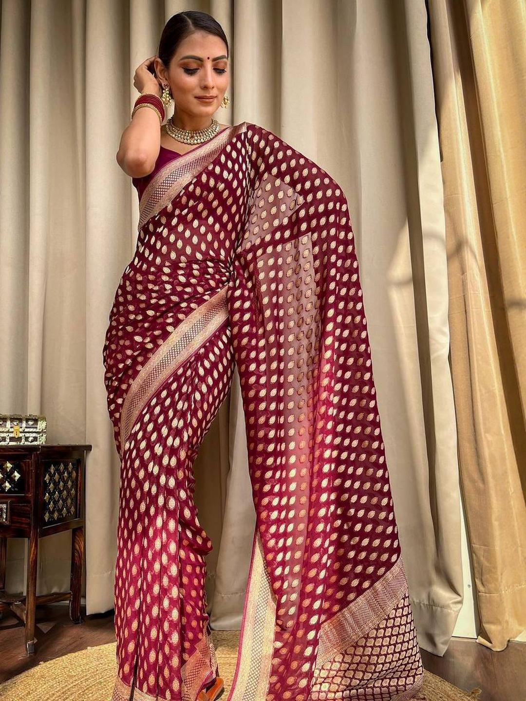 Sita Magenta Silk Blend Woven Design Sarees