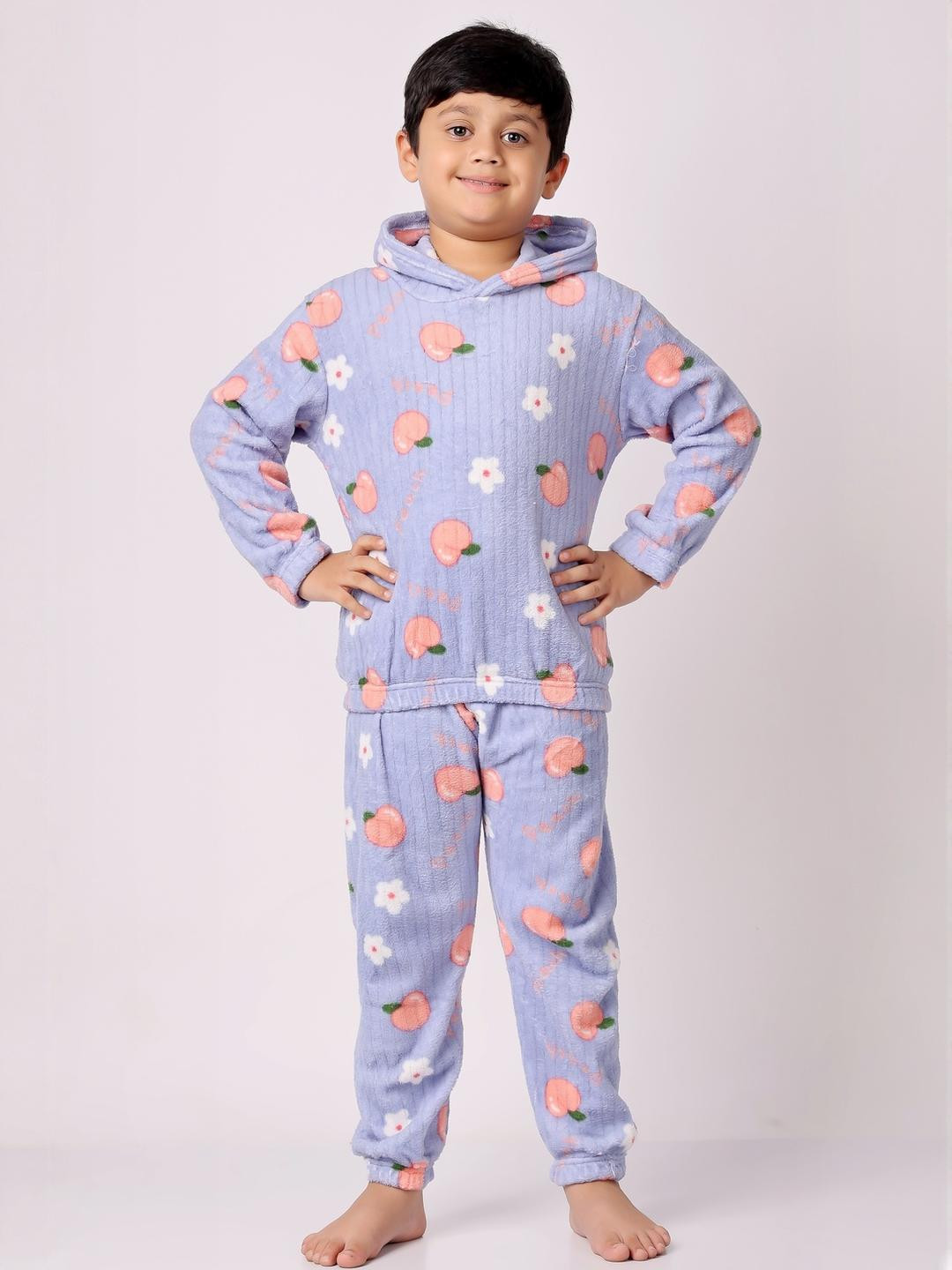 FITIN OUTFIT Girls Blue Wool Blend Solid Clothing Set