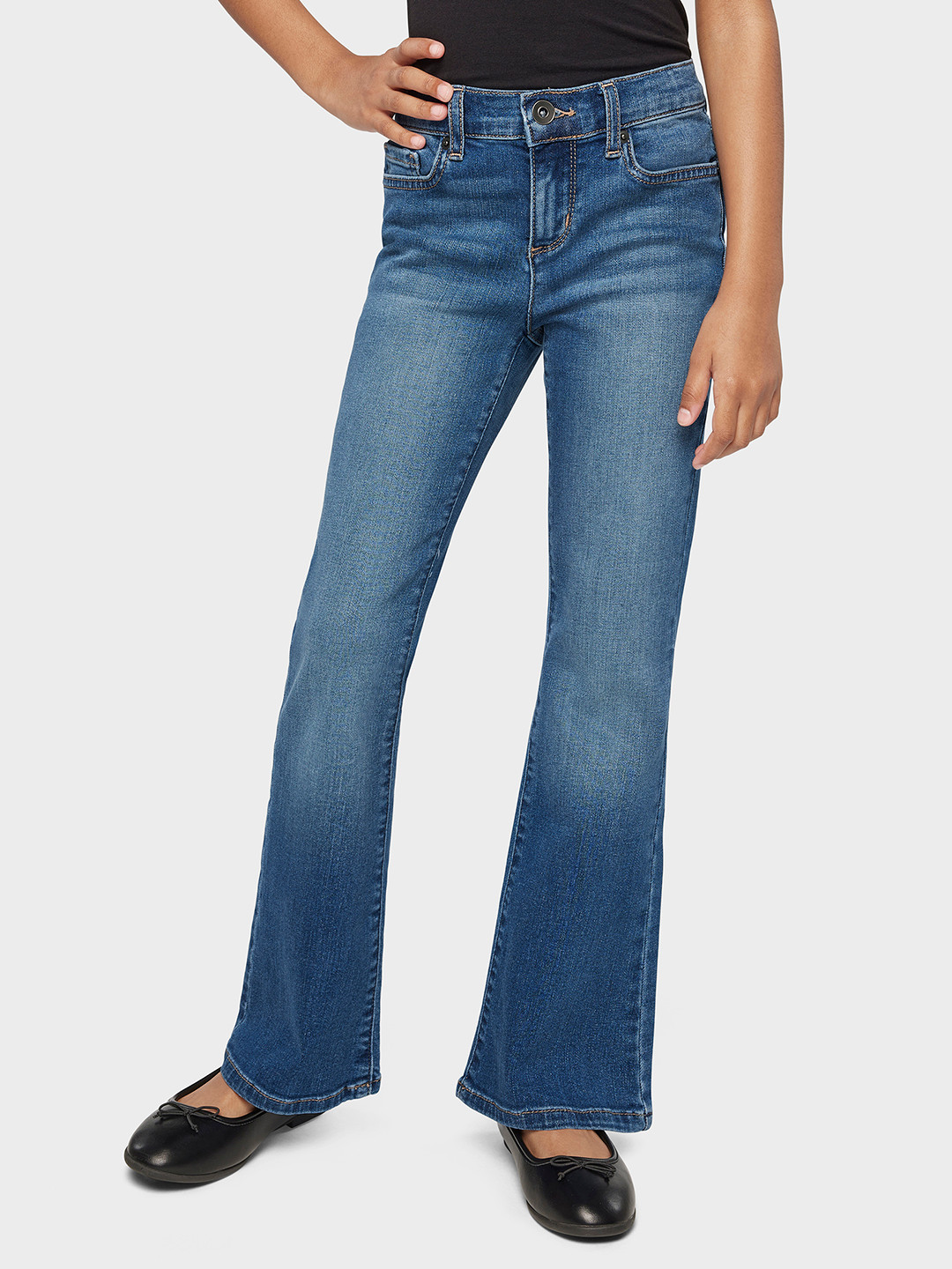 THE CHILDREN'S PLACE Girls Flared Mid-Rise Light Fade Stretchable Jeans