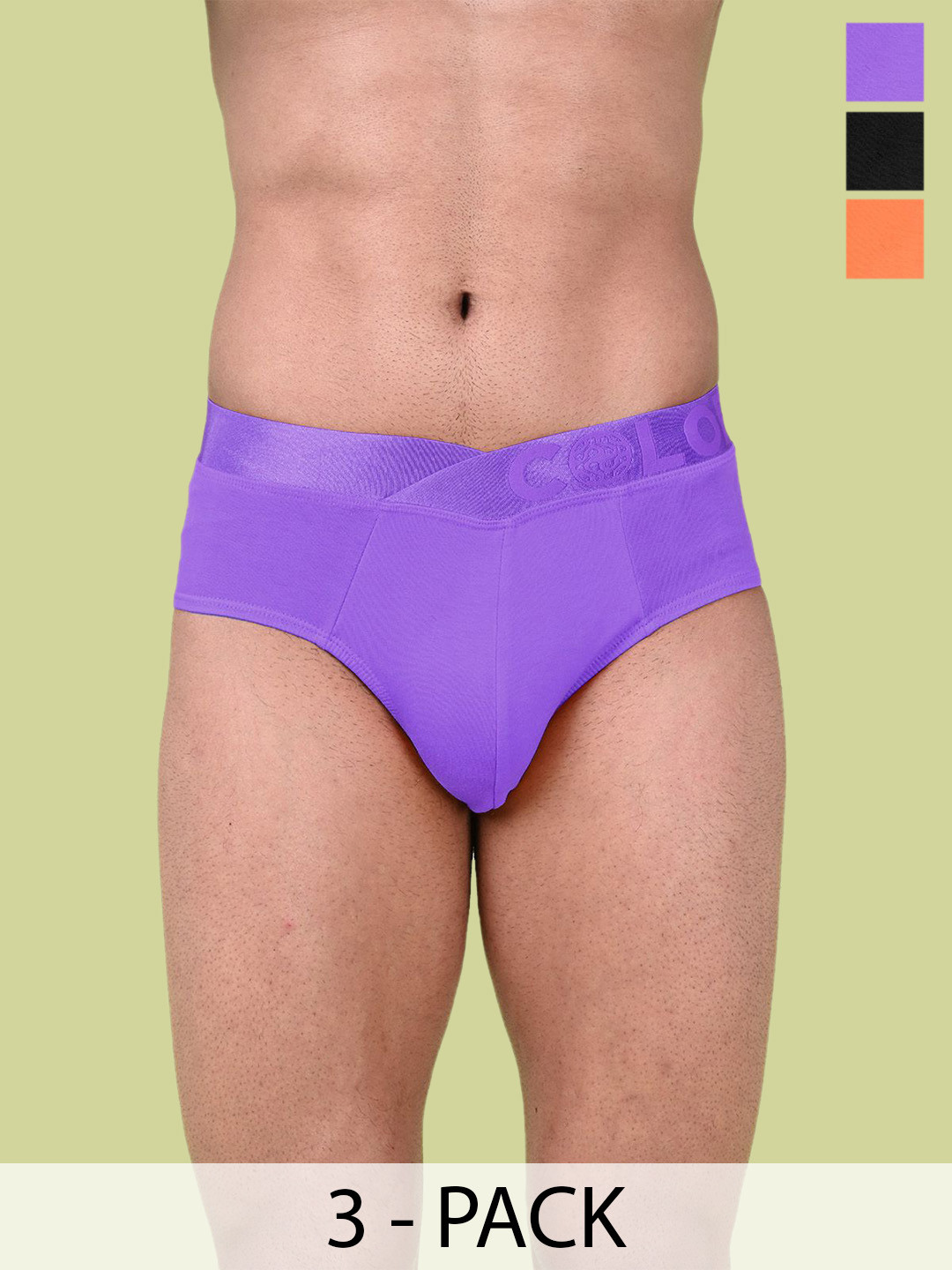 COLORS by Rupa Frontline Pack Of 3 Low-Rise Anti-Pilling Basic Briefs