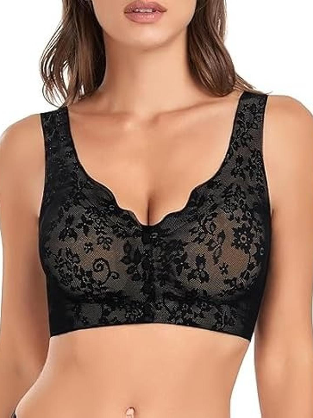 Eleg & Stilance Women Black Lightly Padded Cotton Maternity Feeding Bra