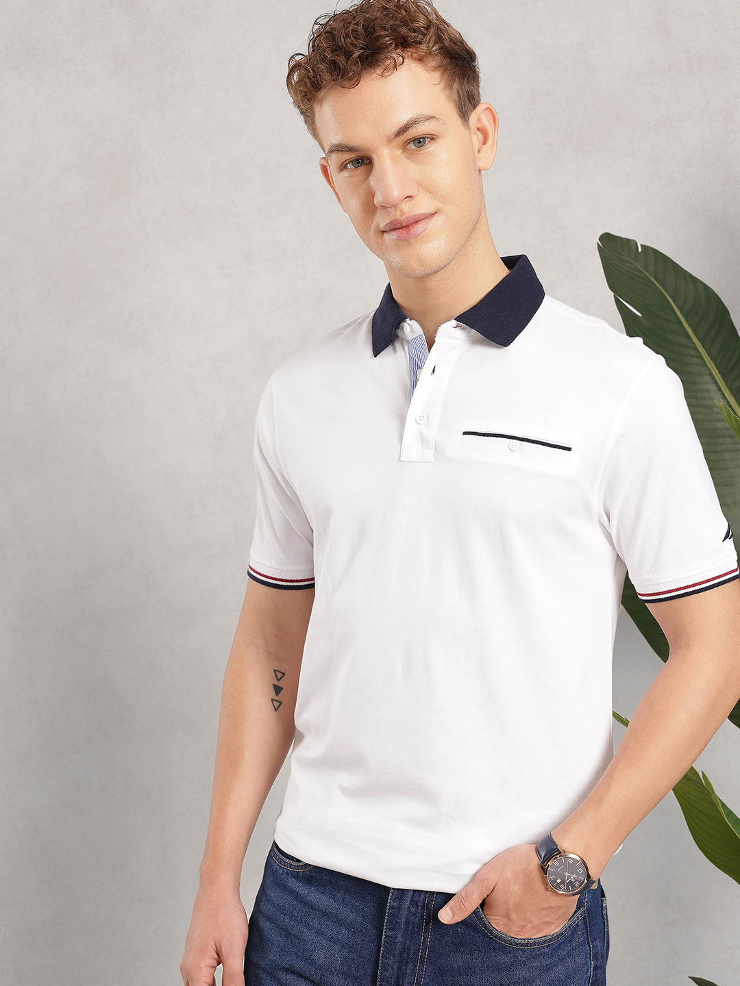 Nautica Polo Collar Pure Cotton Pockets T-shirt