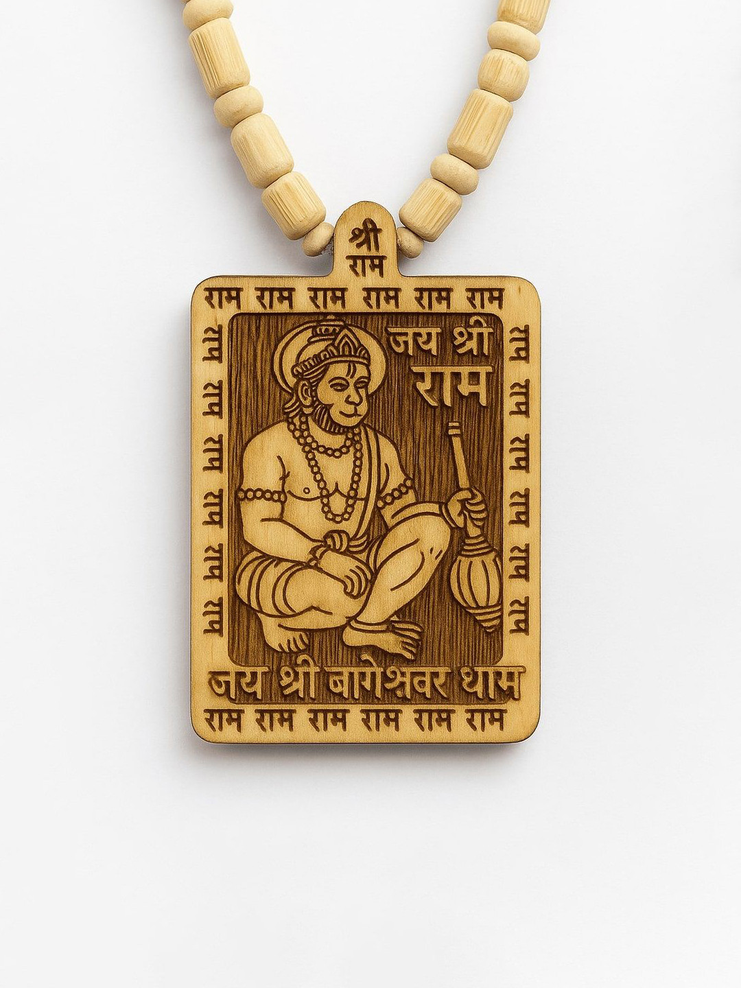 Rashifaashion Wooden Hanuman Ji Ram Bageshwar Dham Necklace