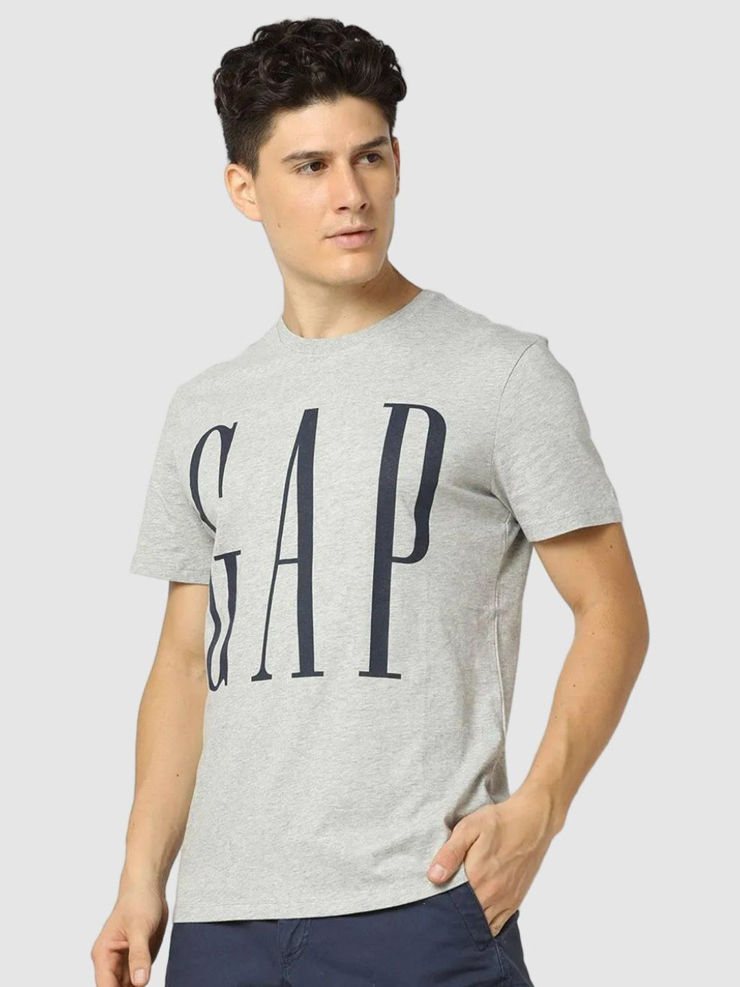 GAP Logo Printed Cotton Crew NeckT-shirt